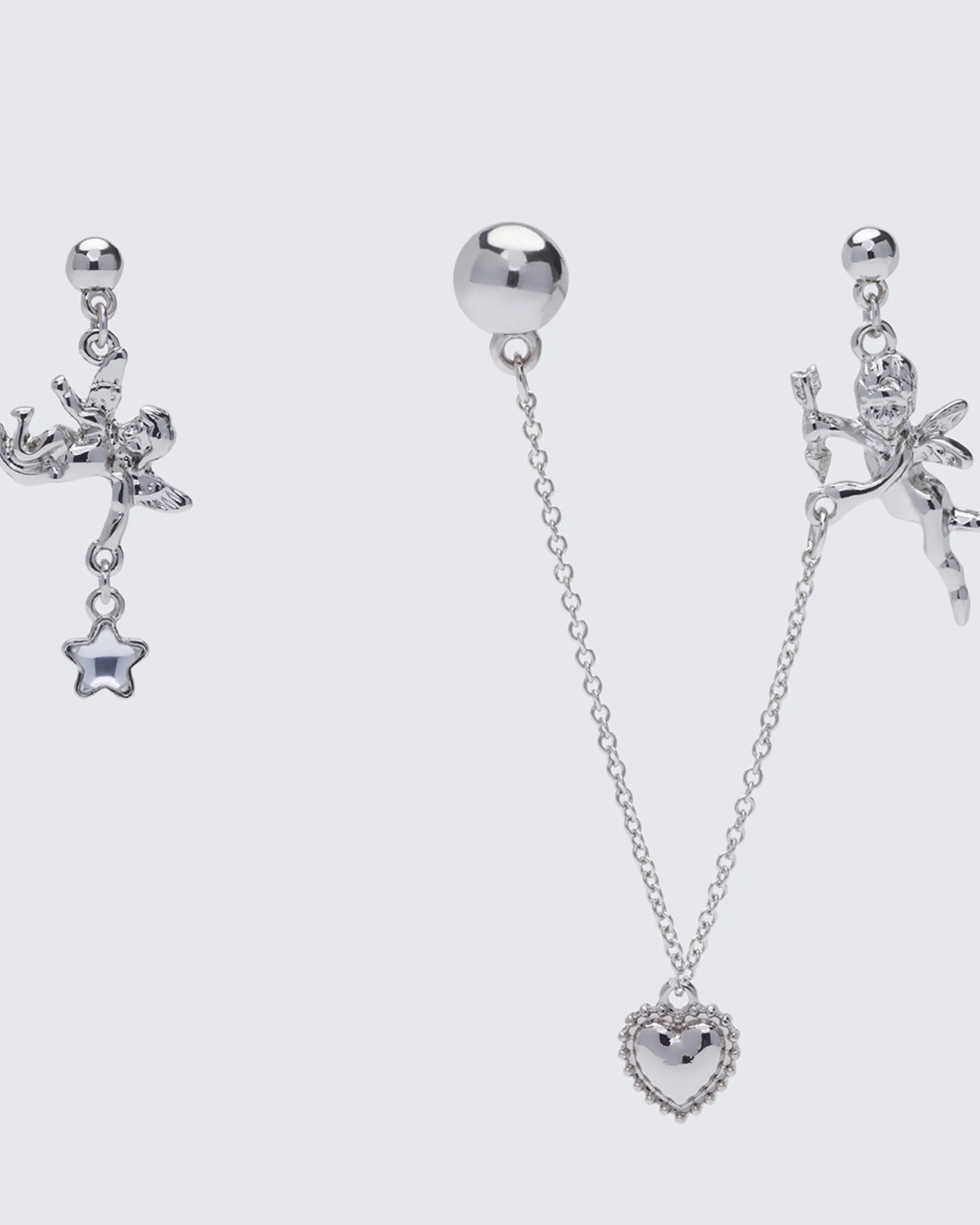 Malaika Silver Cherub Earring Set - Image 2