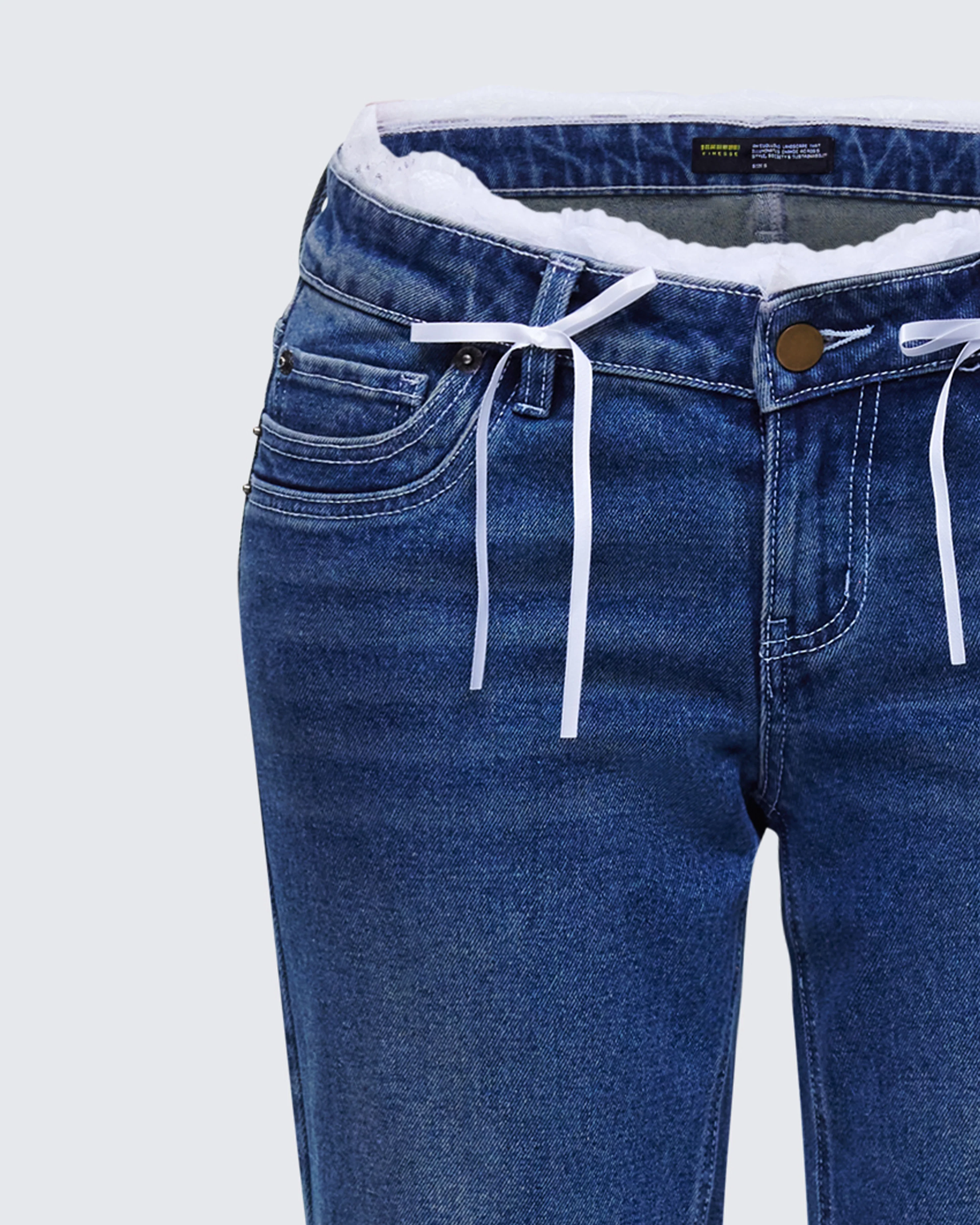 Maeva Blue Denim Lace Trim Jean - Image 6