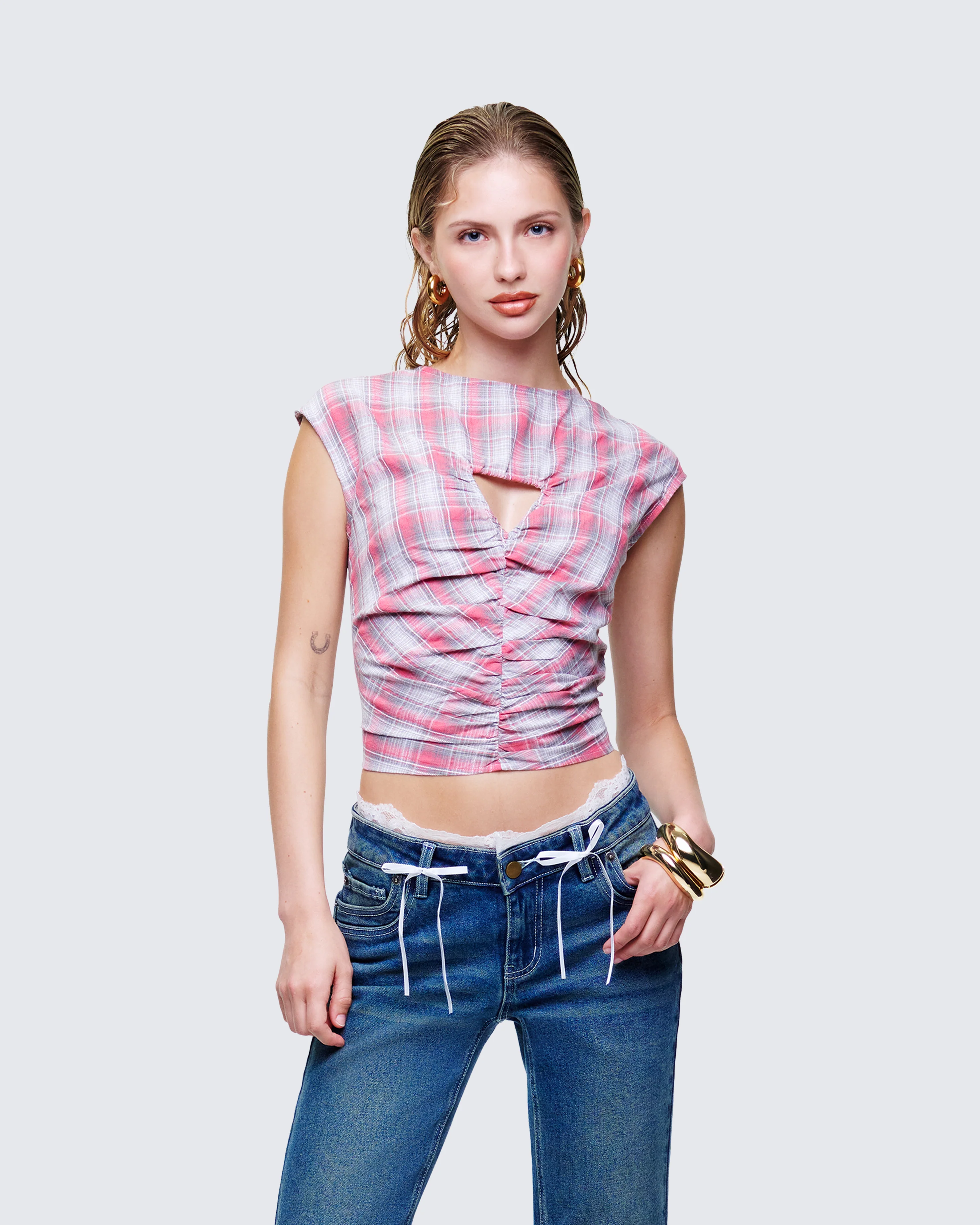 Malak Multi Check Cutout Shirt - Image 3