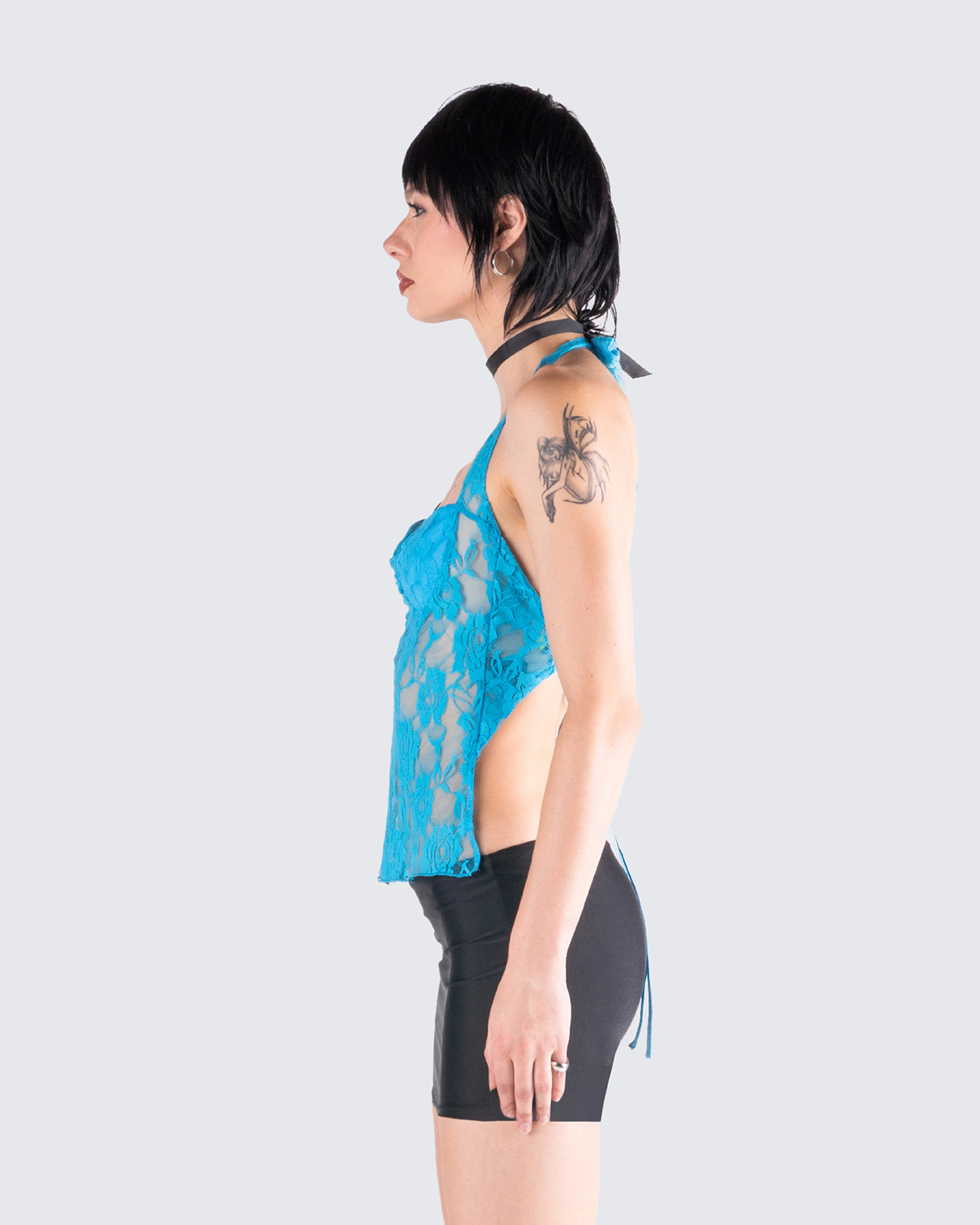 Mali Turquoise Lace Halter Top - Image 6