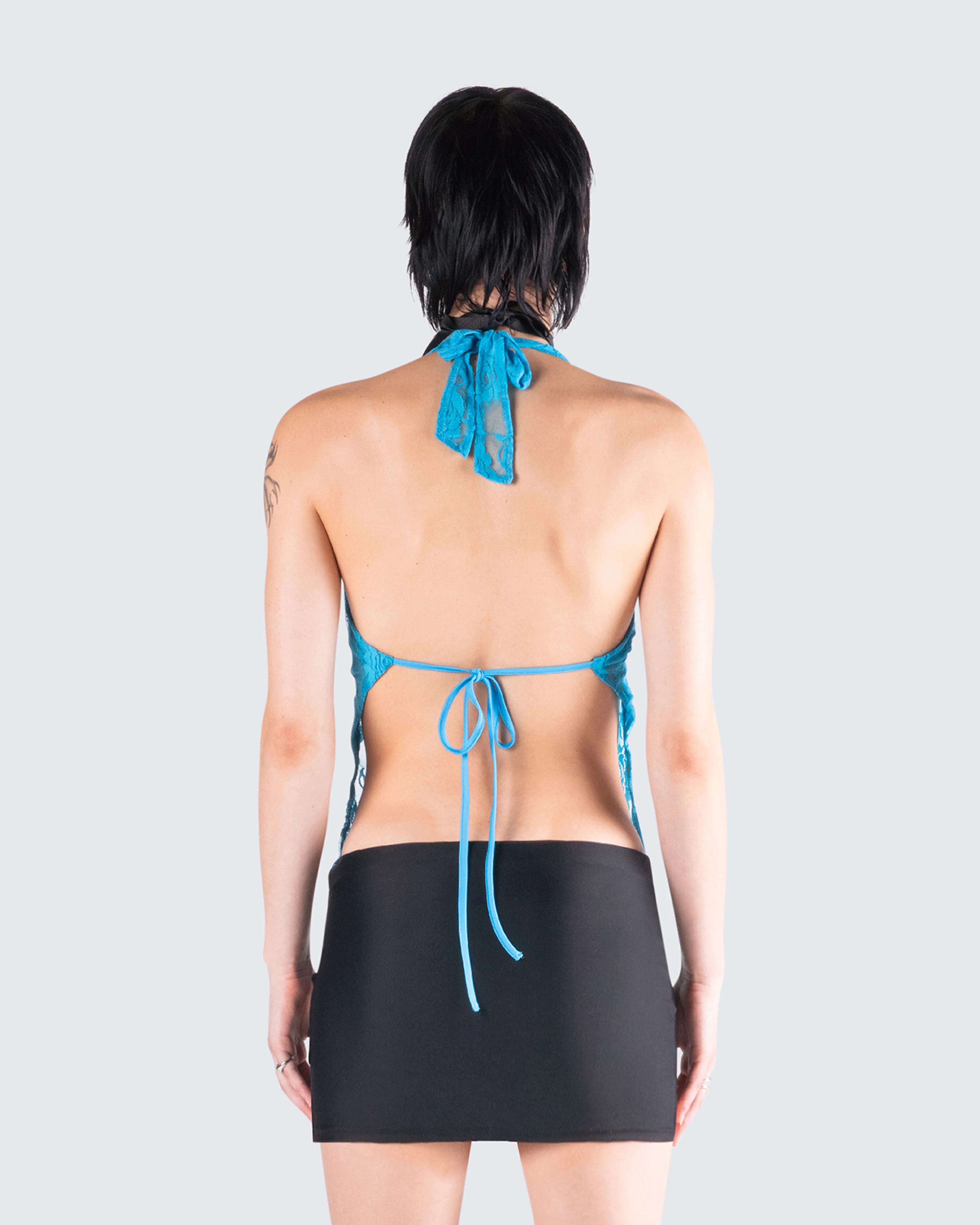 Mali Turquoise Lace Halter Top - Image 7