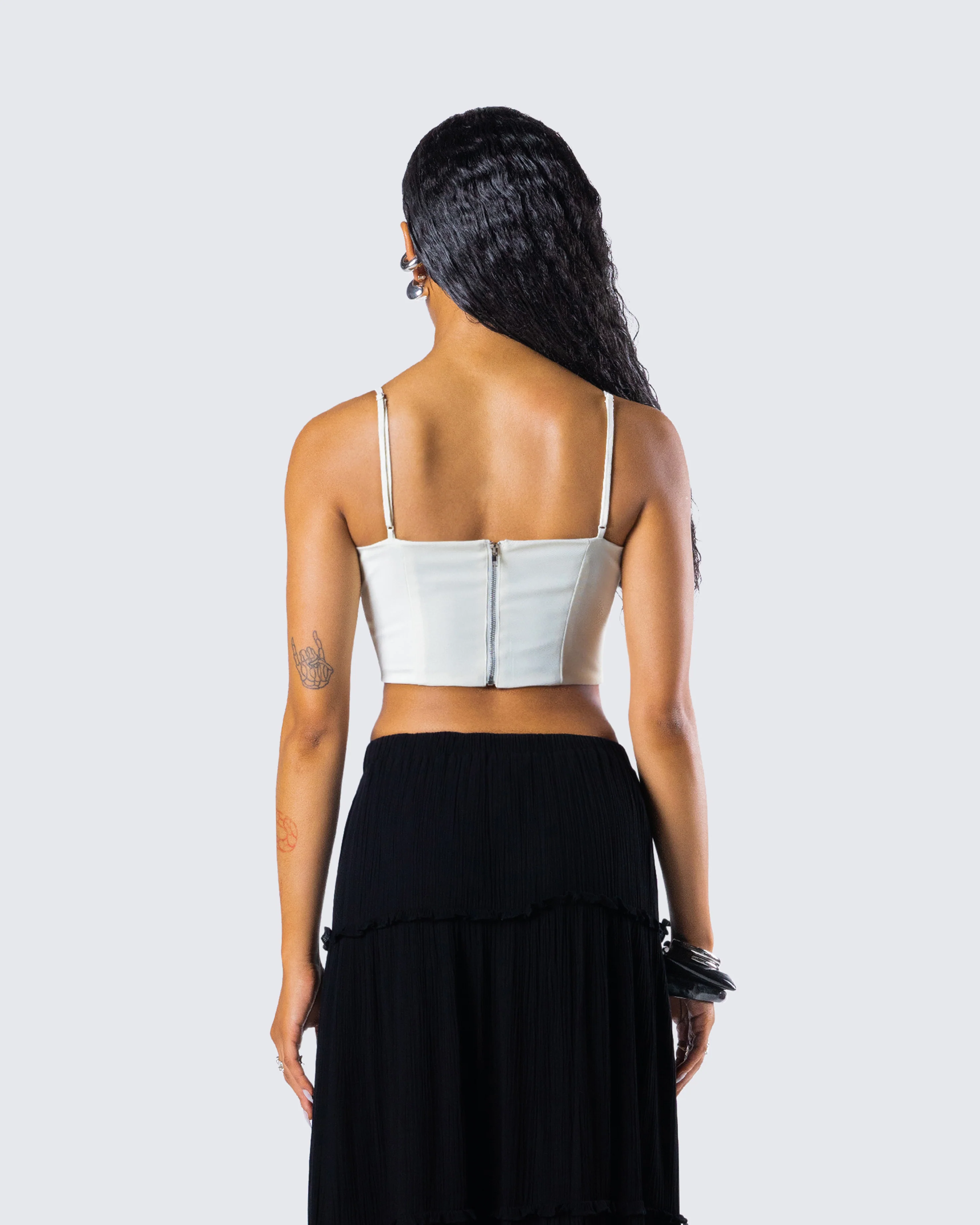 Malia Ivory Lace Up Corset Top - Image 7