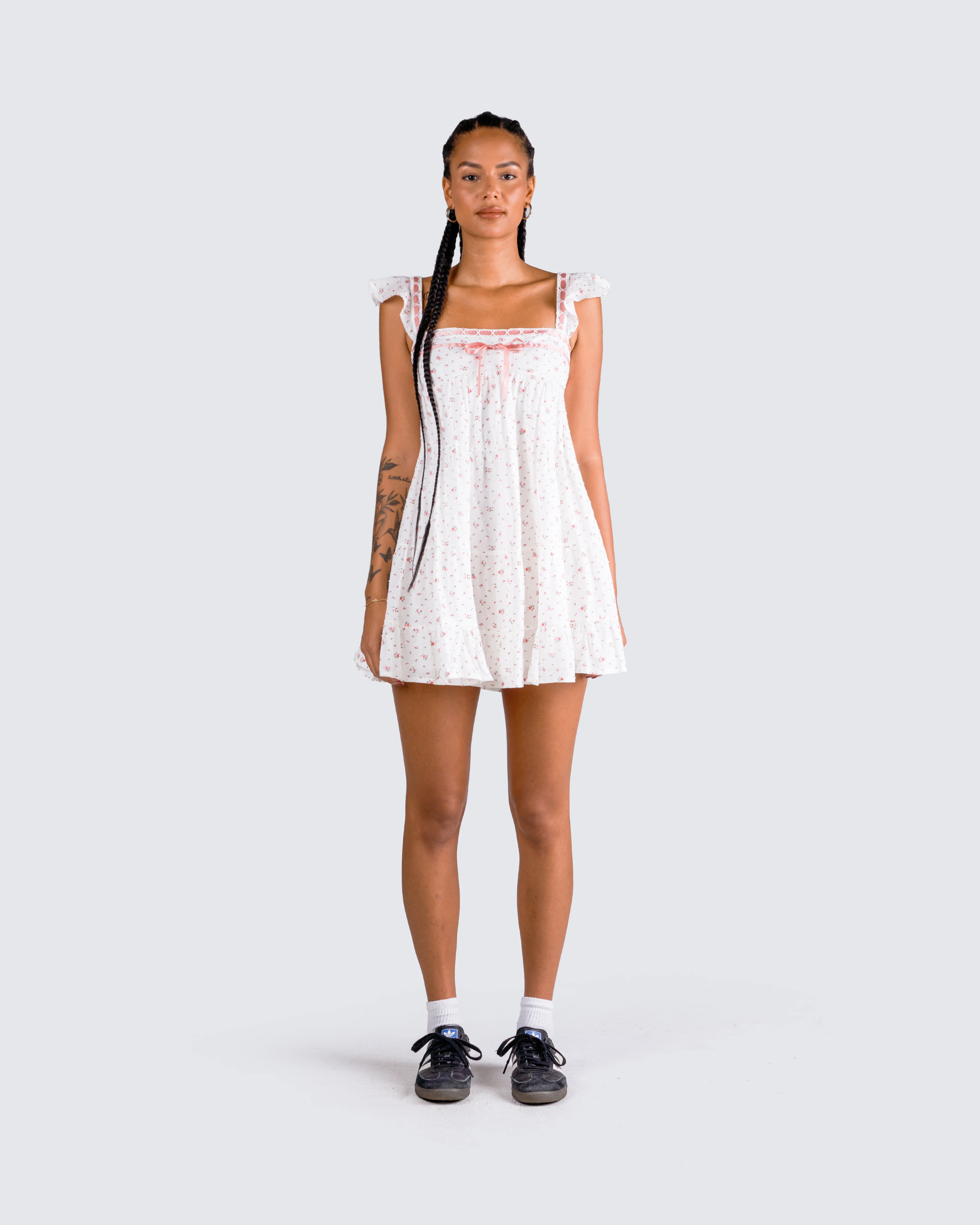 Mallory White Floral Mini Dress - Image 4