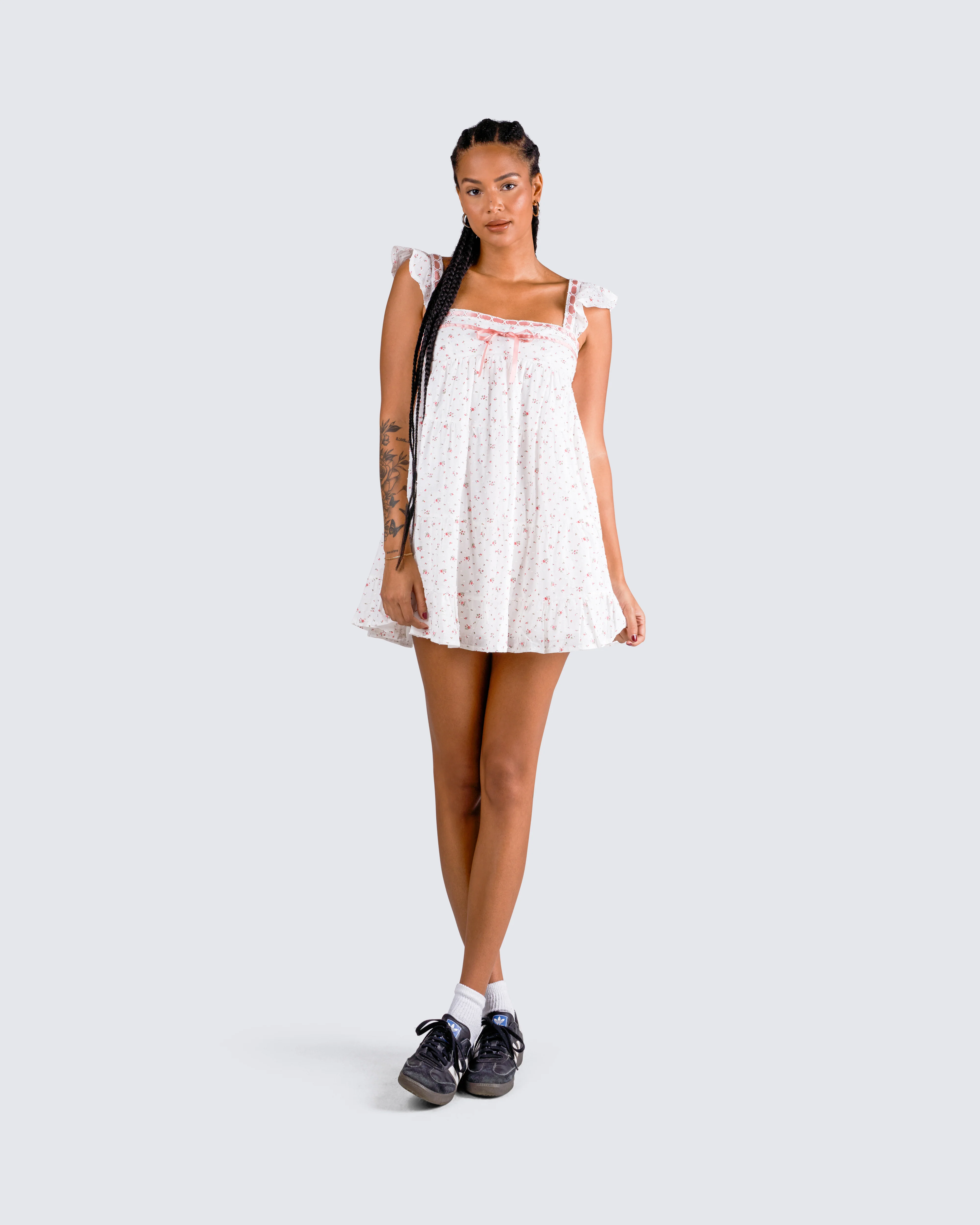 Mallory White Floral Mini Dress - Image 8