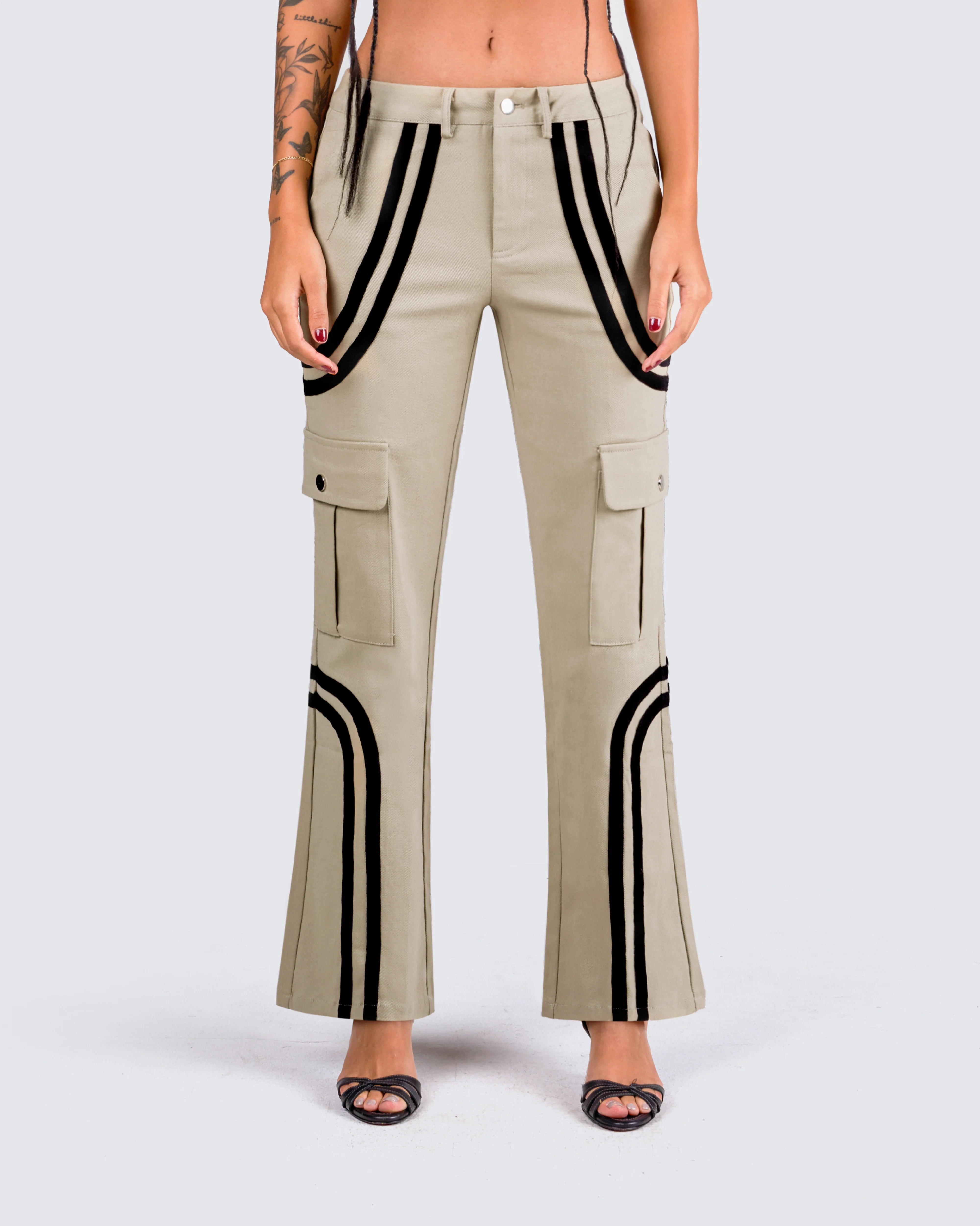 Marcia Taupe Twill Cargo Pant - Image 4