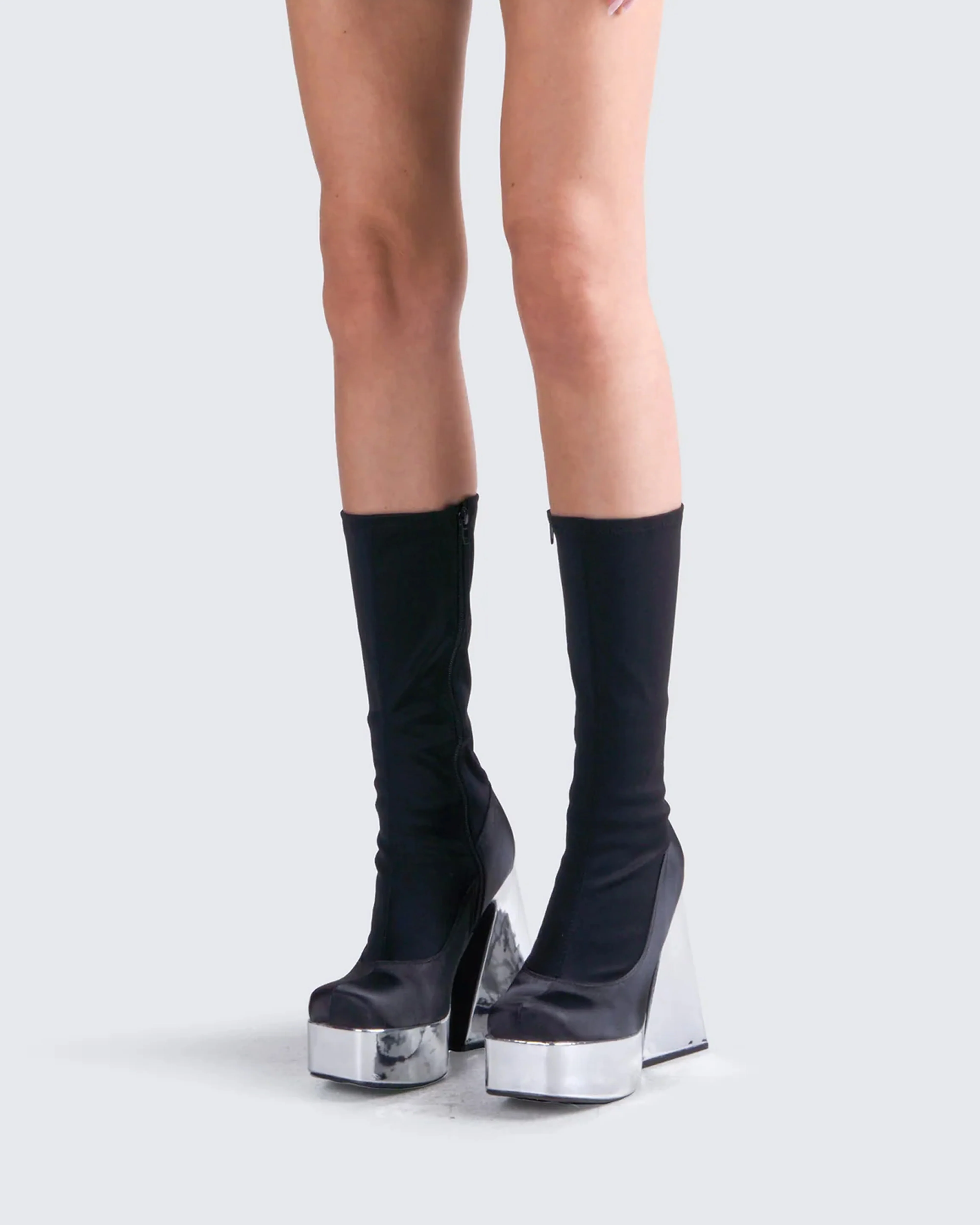 Marcil Black Heeled Platform Boot - Image 5