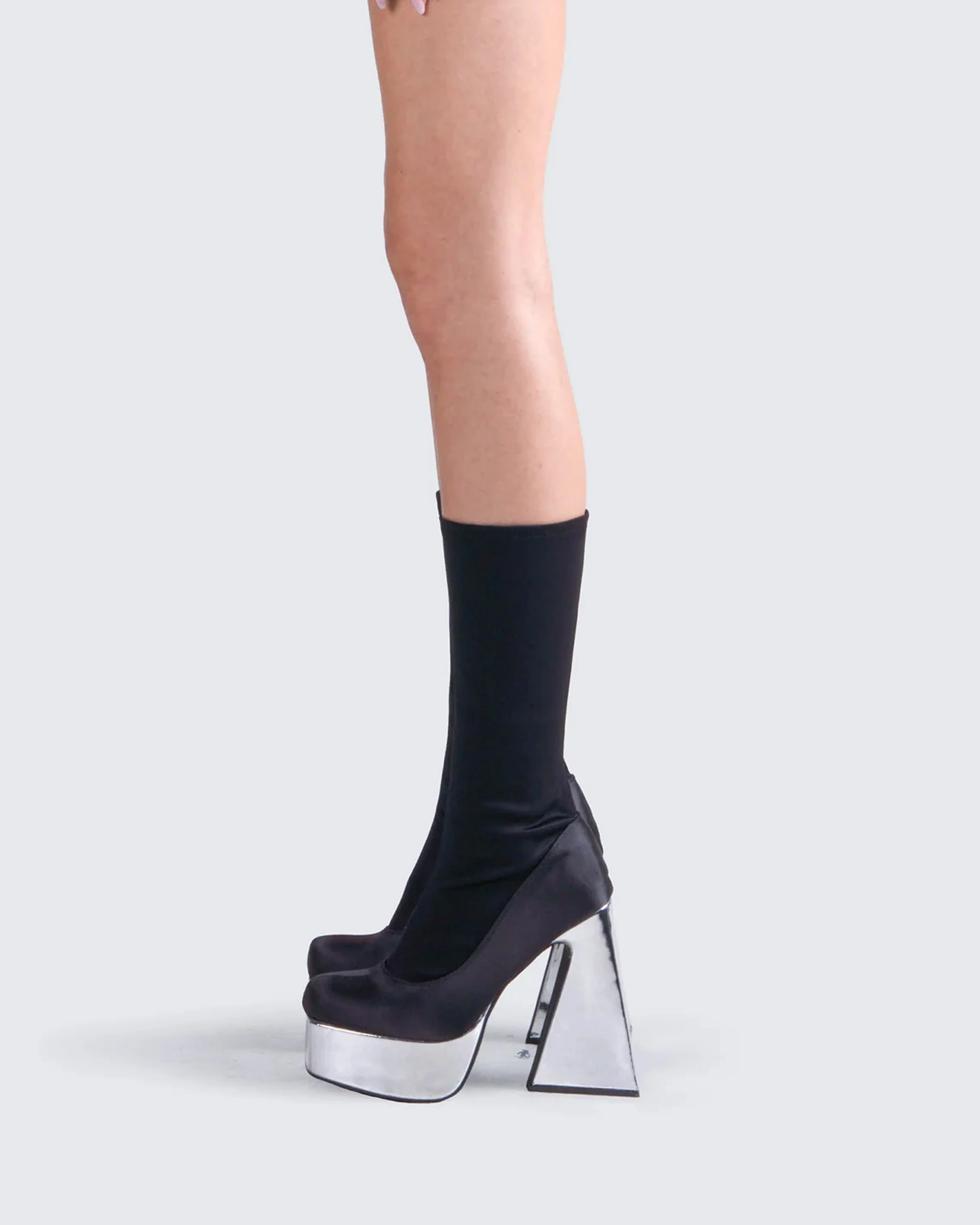Marcil Black Heeled Platform Boot - Image 6