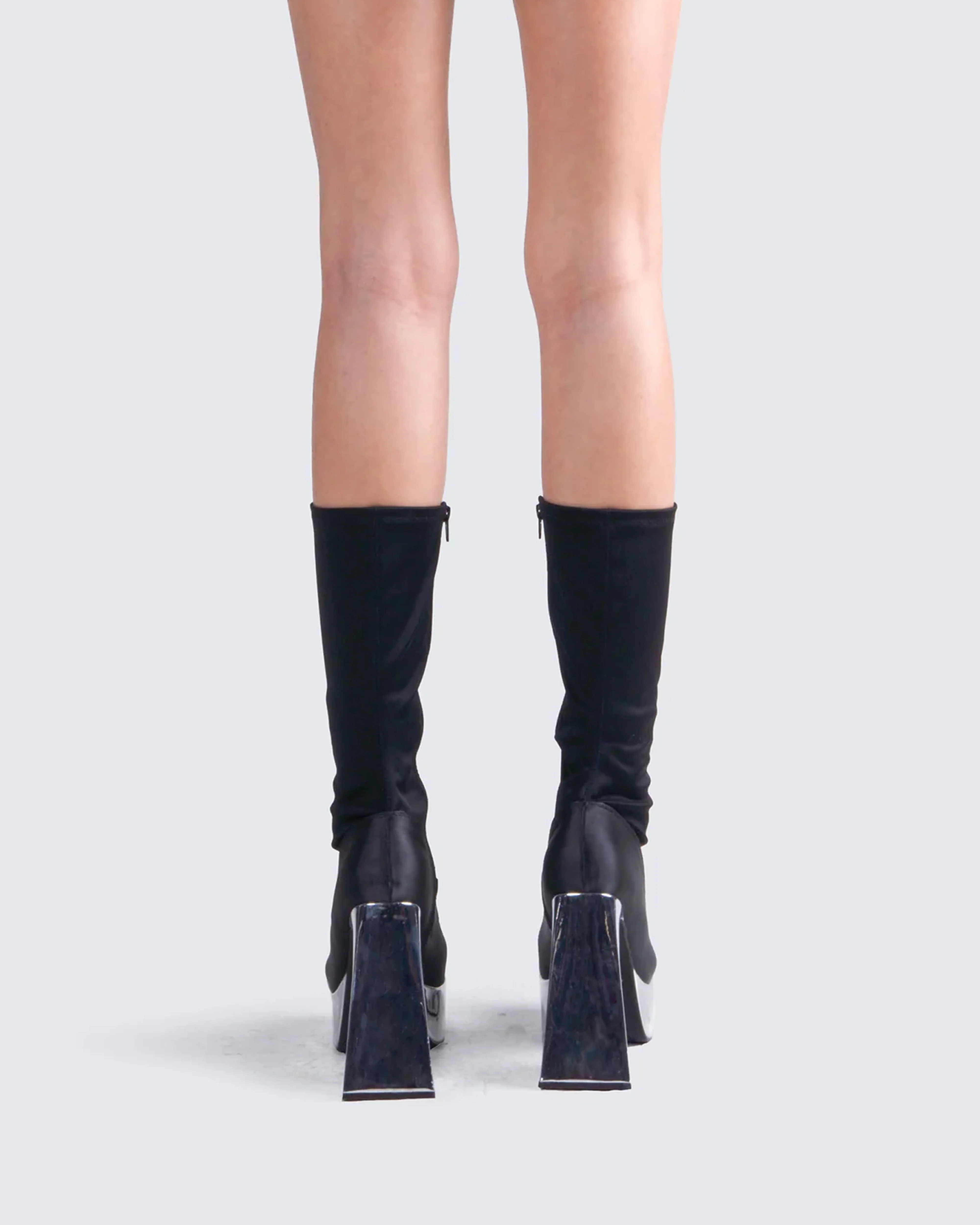 Marcil Black Heeled Platform Boot - Image 7