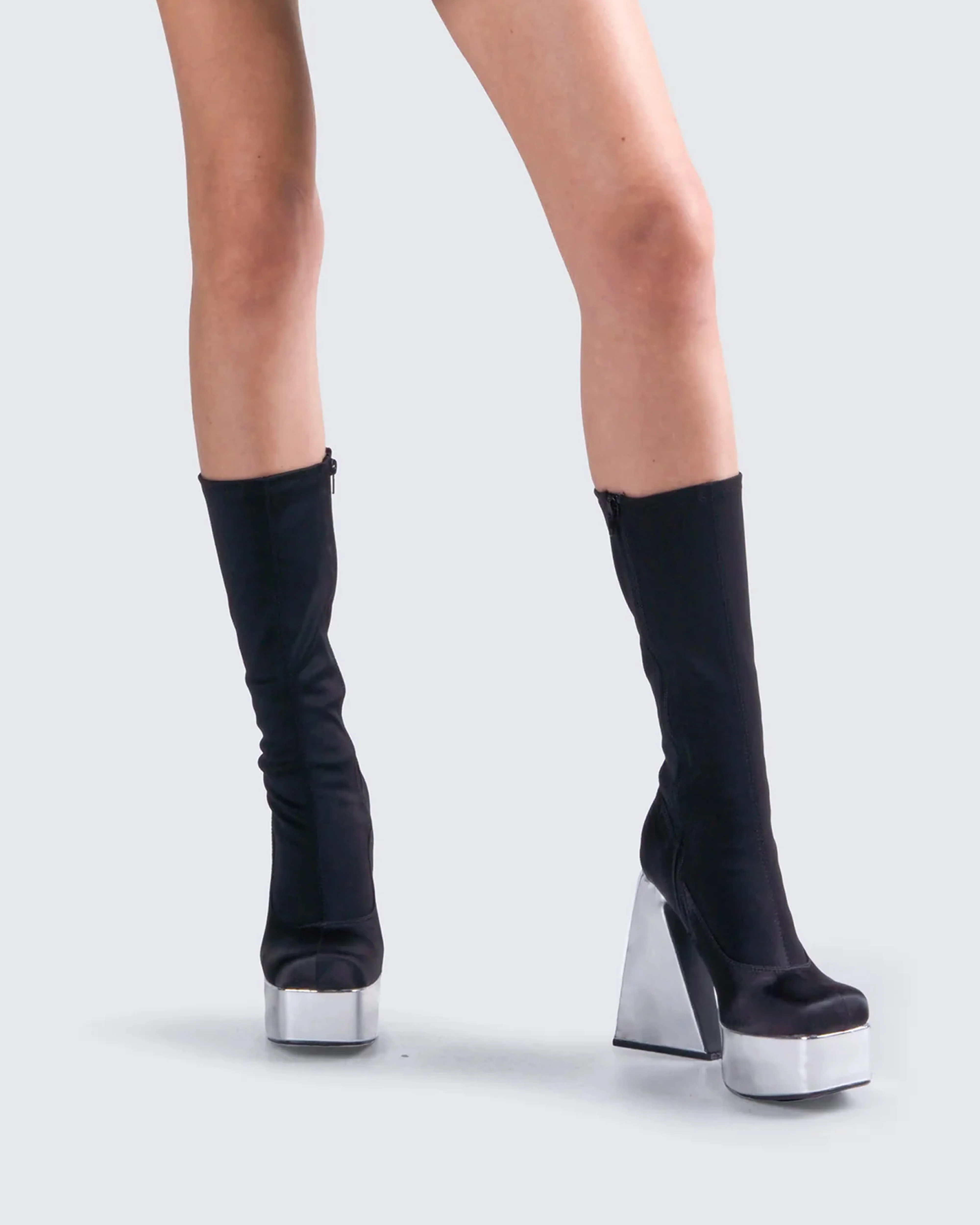 Marcil Black Heeled Platform Boot - Image 8