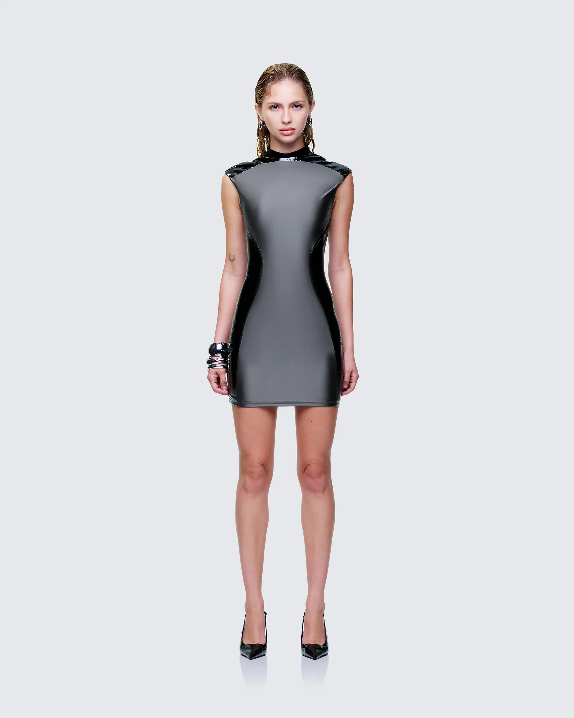 Marea Black Vinyl Contour Dress - Image 2