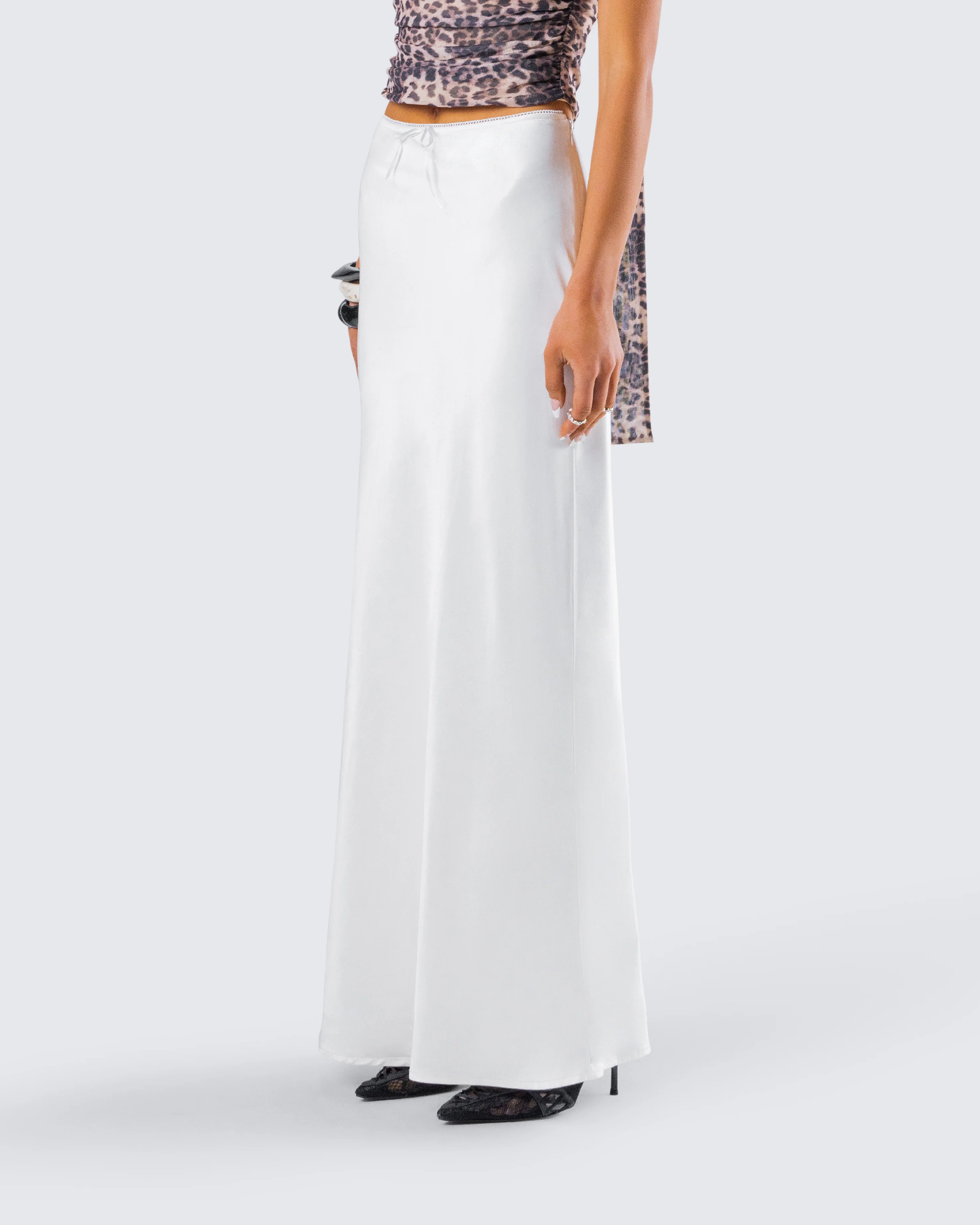 Maree White Low Rise Maxi Skirt - Image 5