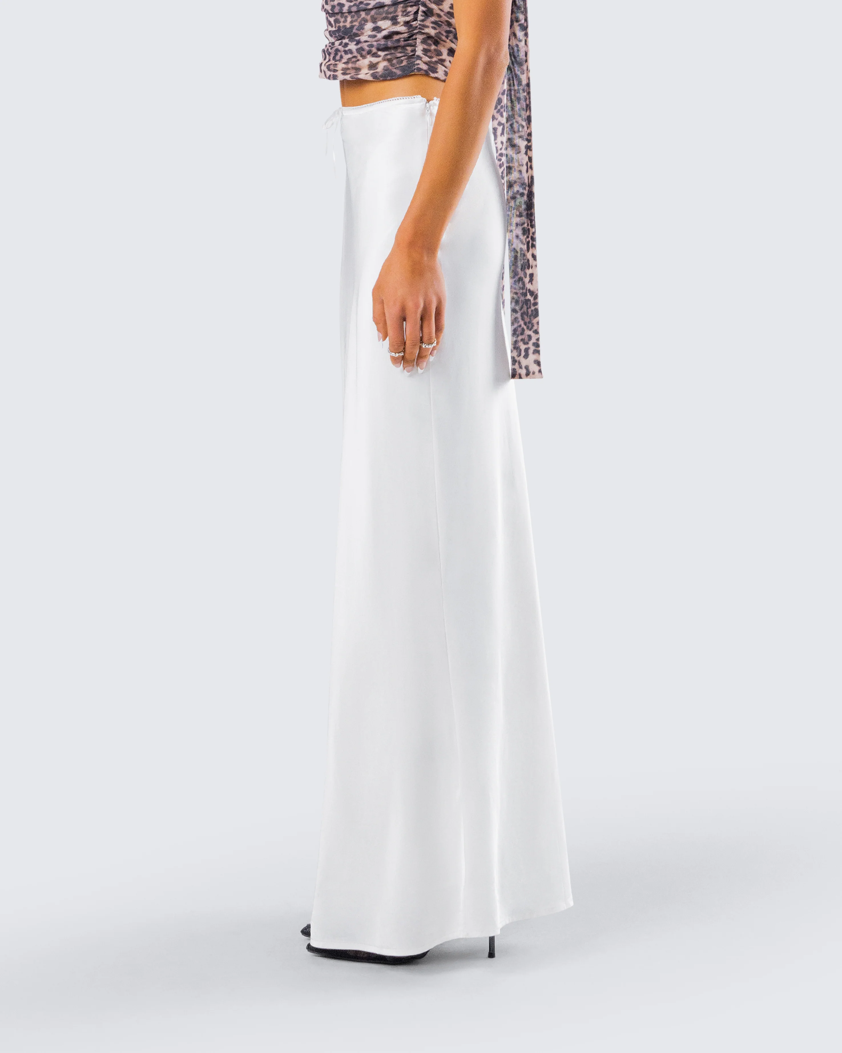Maree White Low Rise Maxi Skirt - Image 6