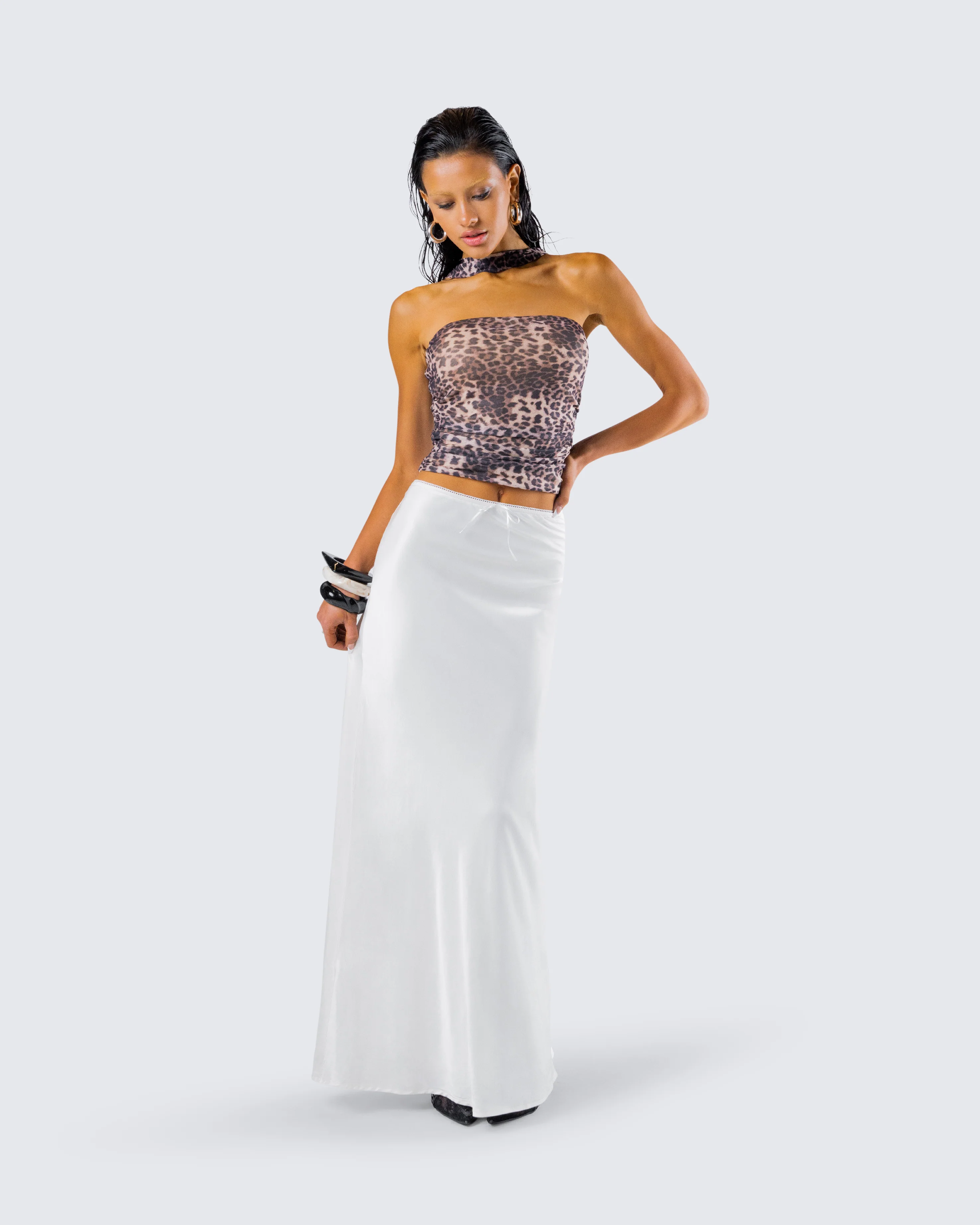 Maree White Low Rise Maxi Skirt - Image 9