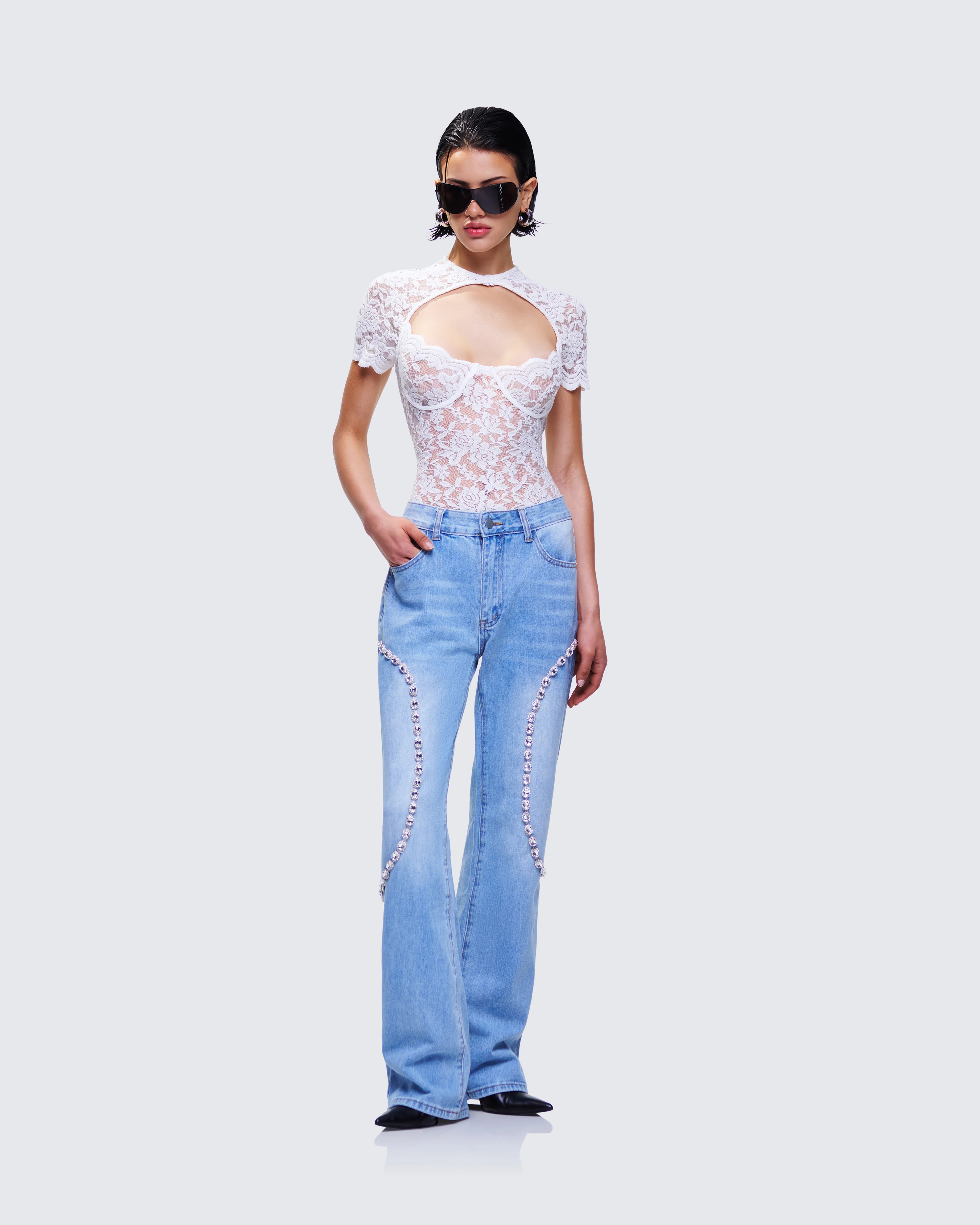 Margaux Blue Denim Diamanté Path Jean - Image 5