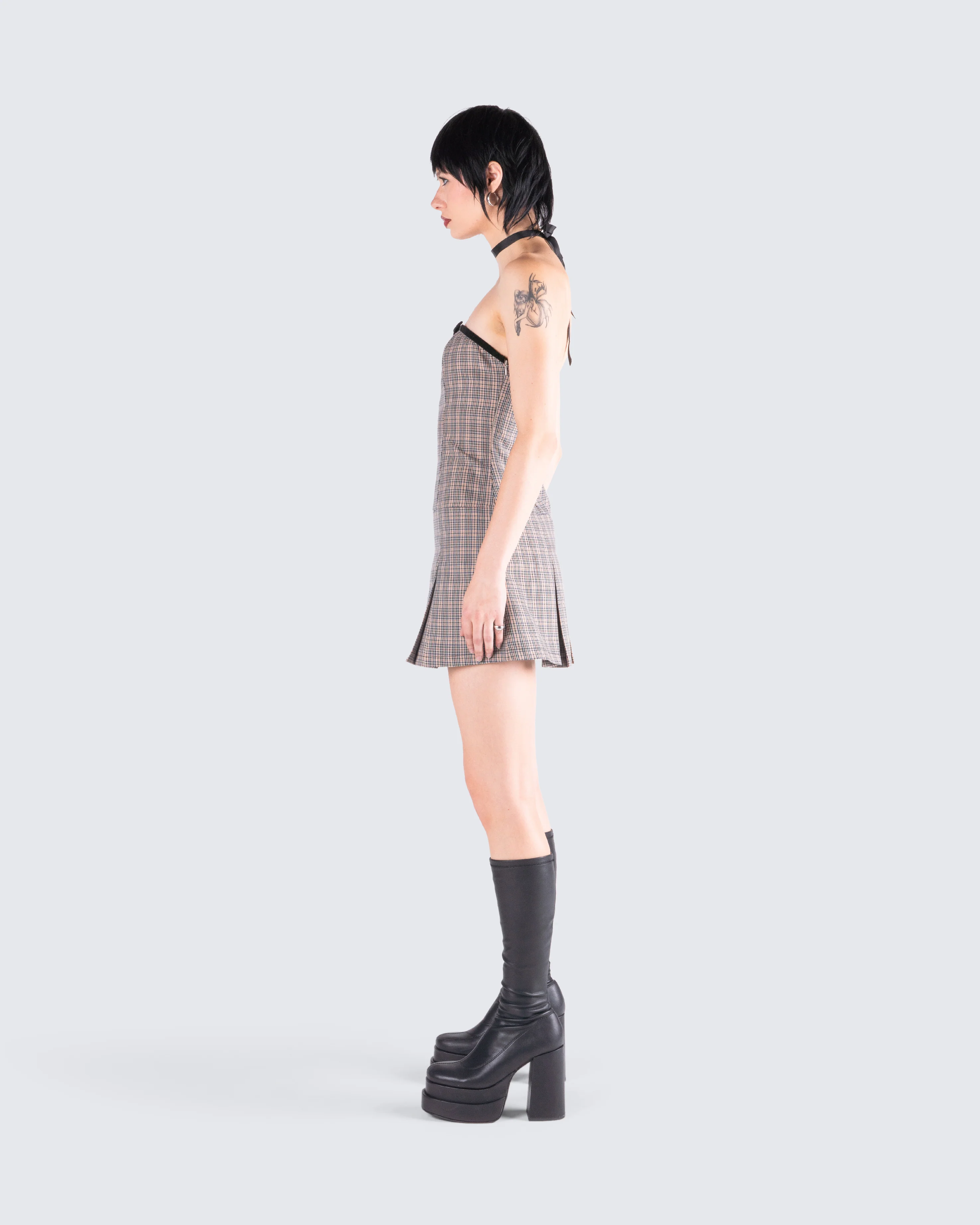 Marge Houndstooth Pleat Mini Dress - Image 6