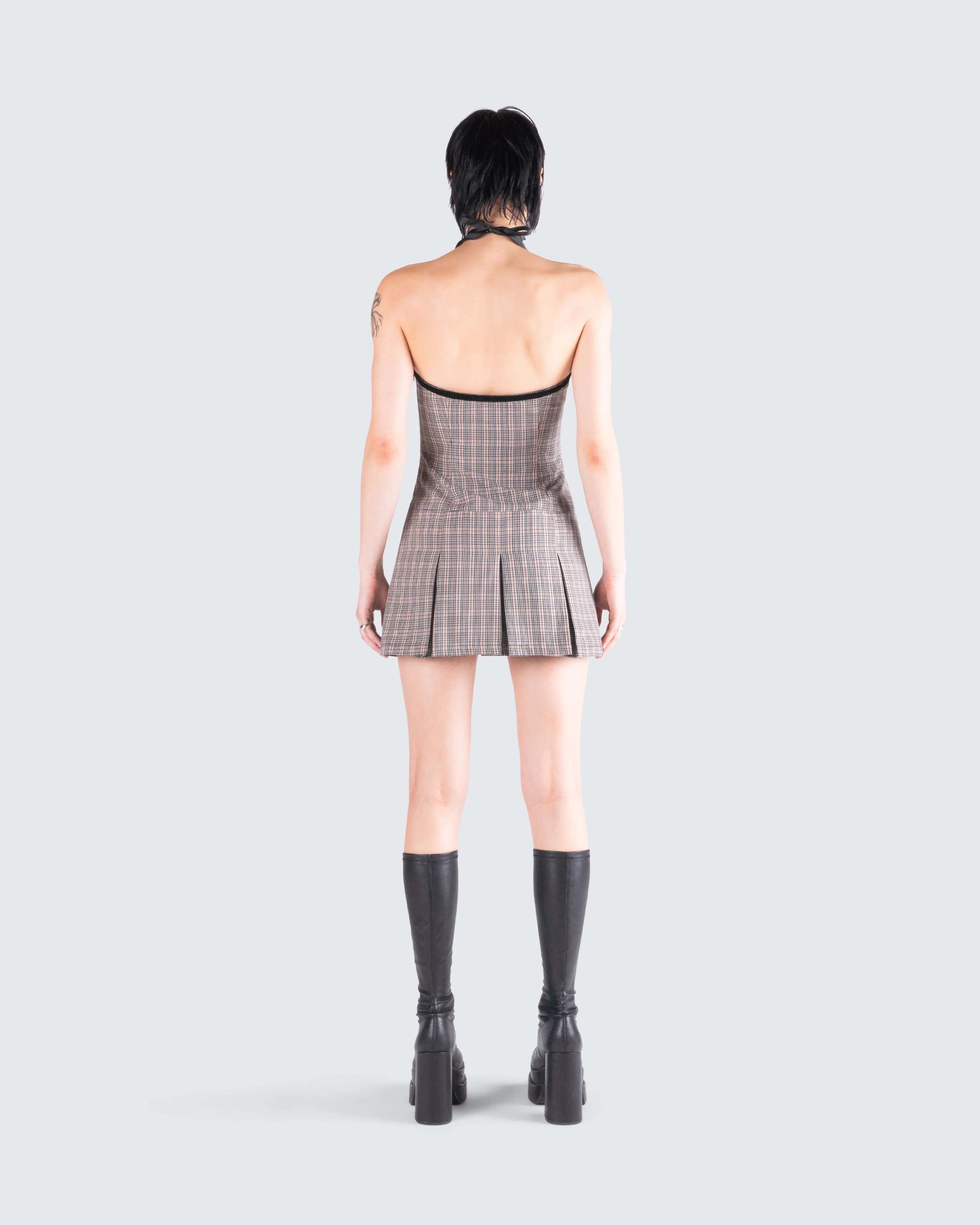Marge Houndstooth Pleat Mini Dress - Image 7