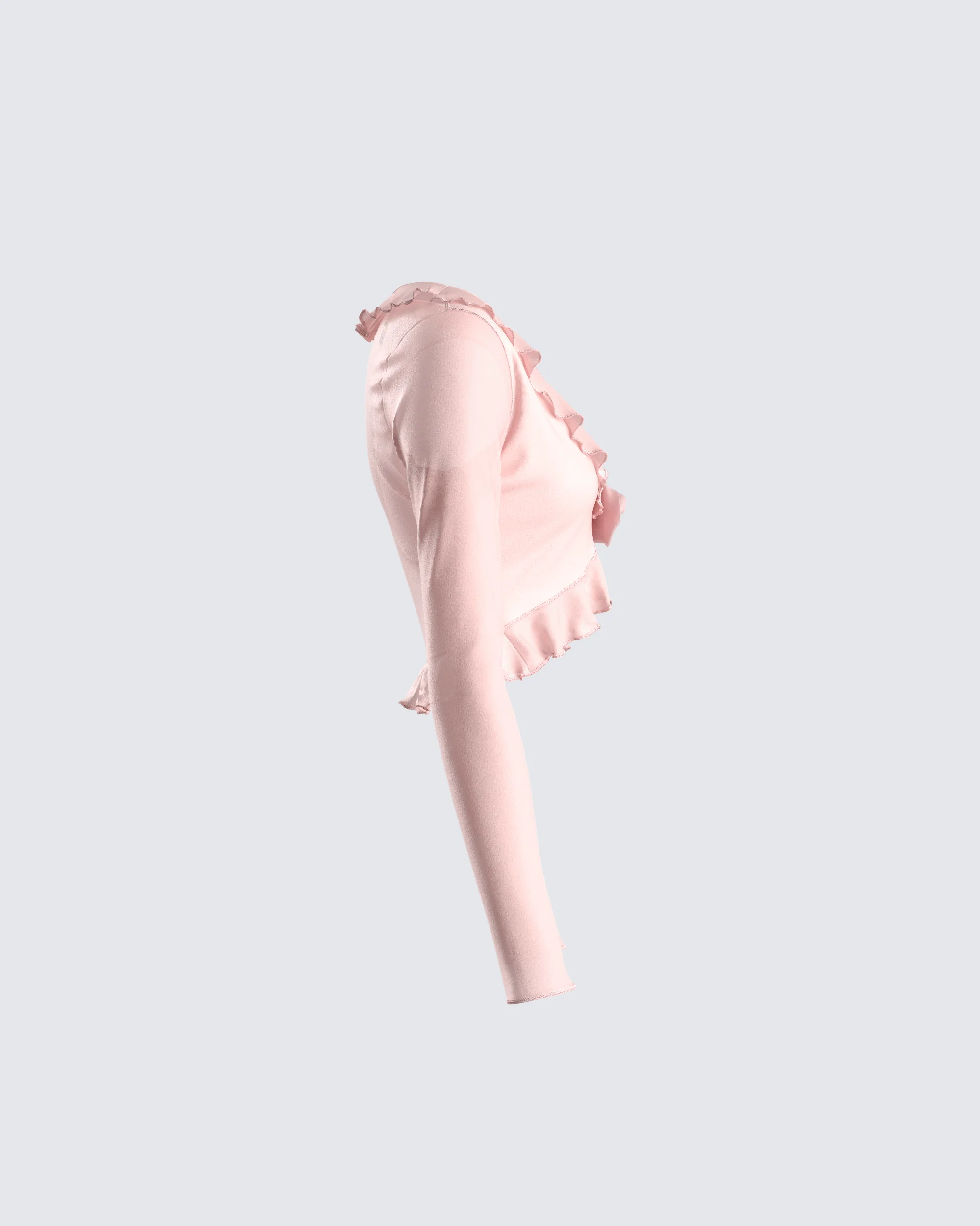 Marie Pink Mesh Long Sleeve Top - Image 2