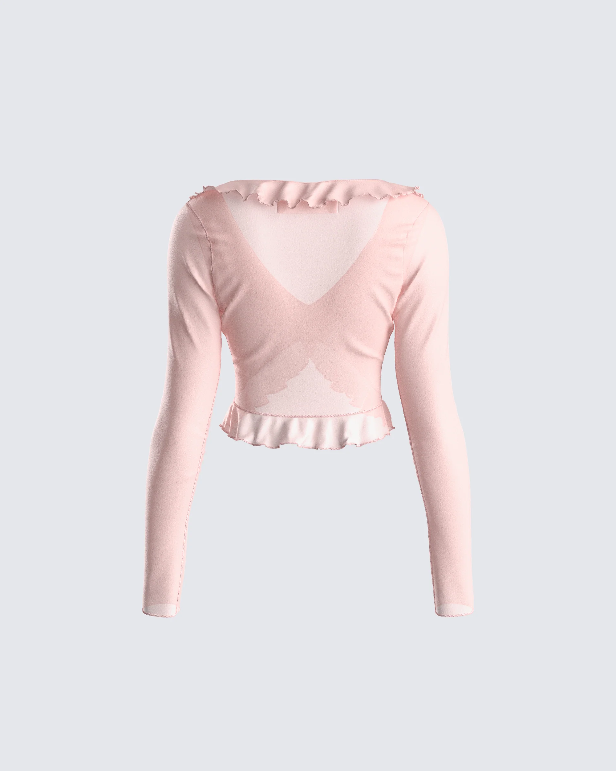 Marie Pink Mesh Long Sleeve Top - Image 3