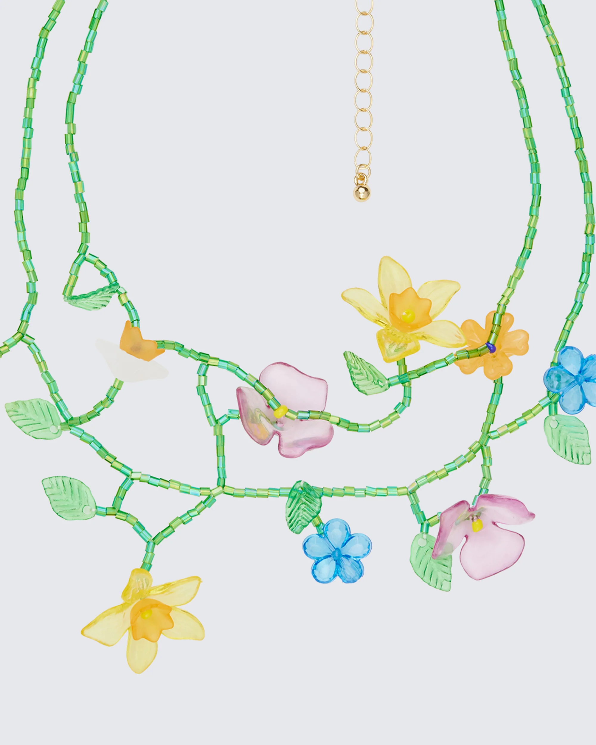 Marin Green Beaded Floral Necklace - Image 2