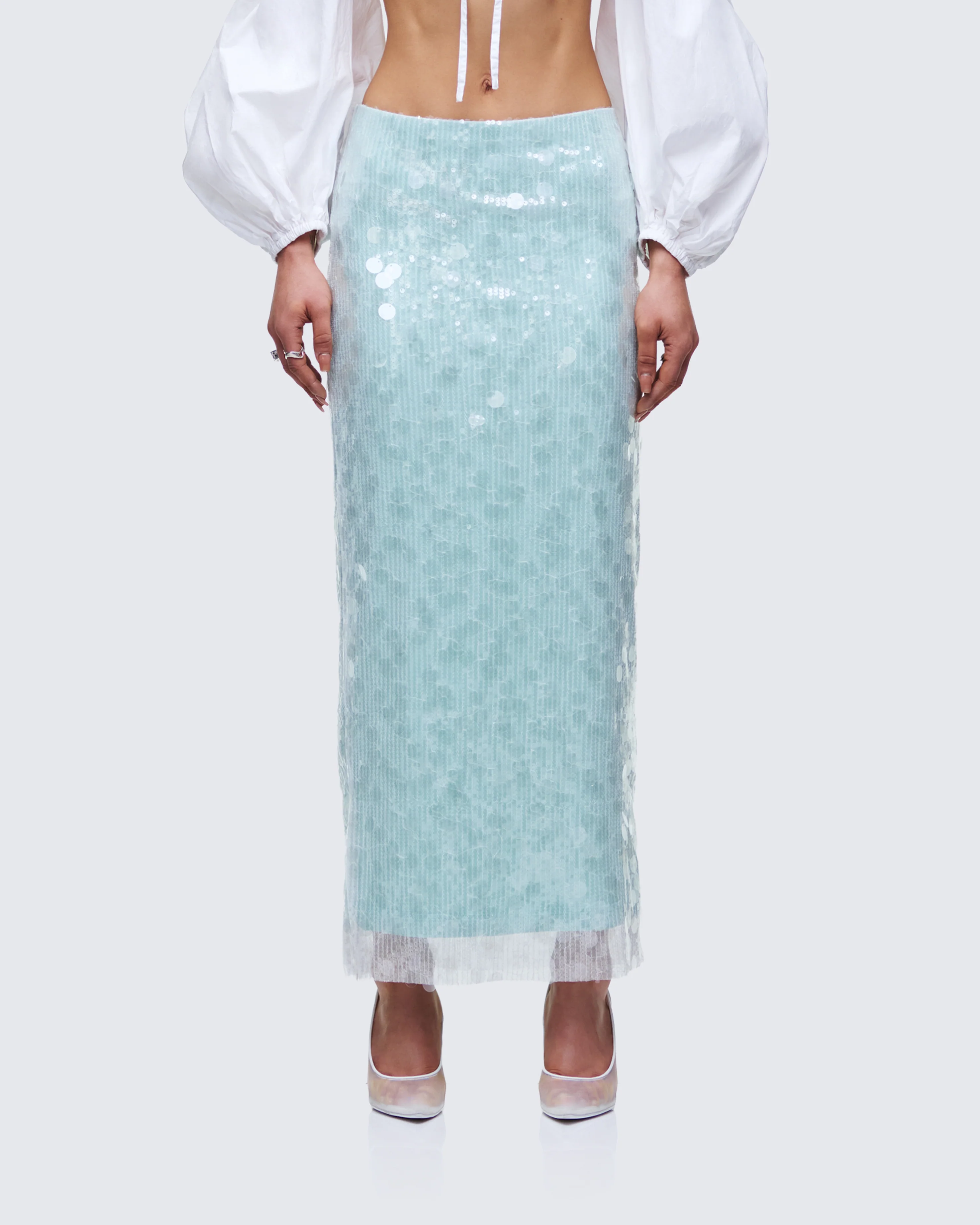 Marta Green Sequin Maxi Skirt - Image 2