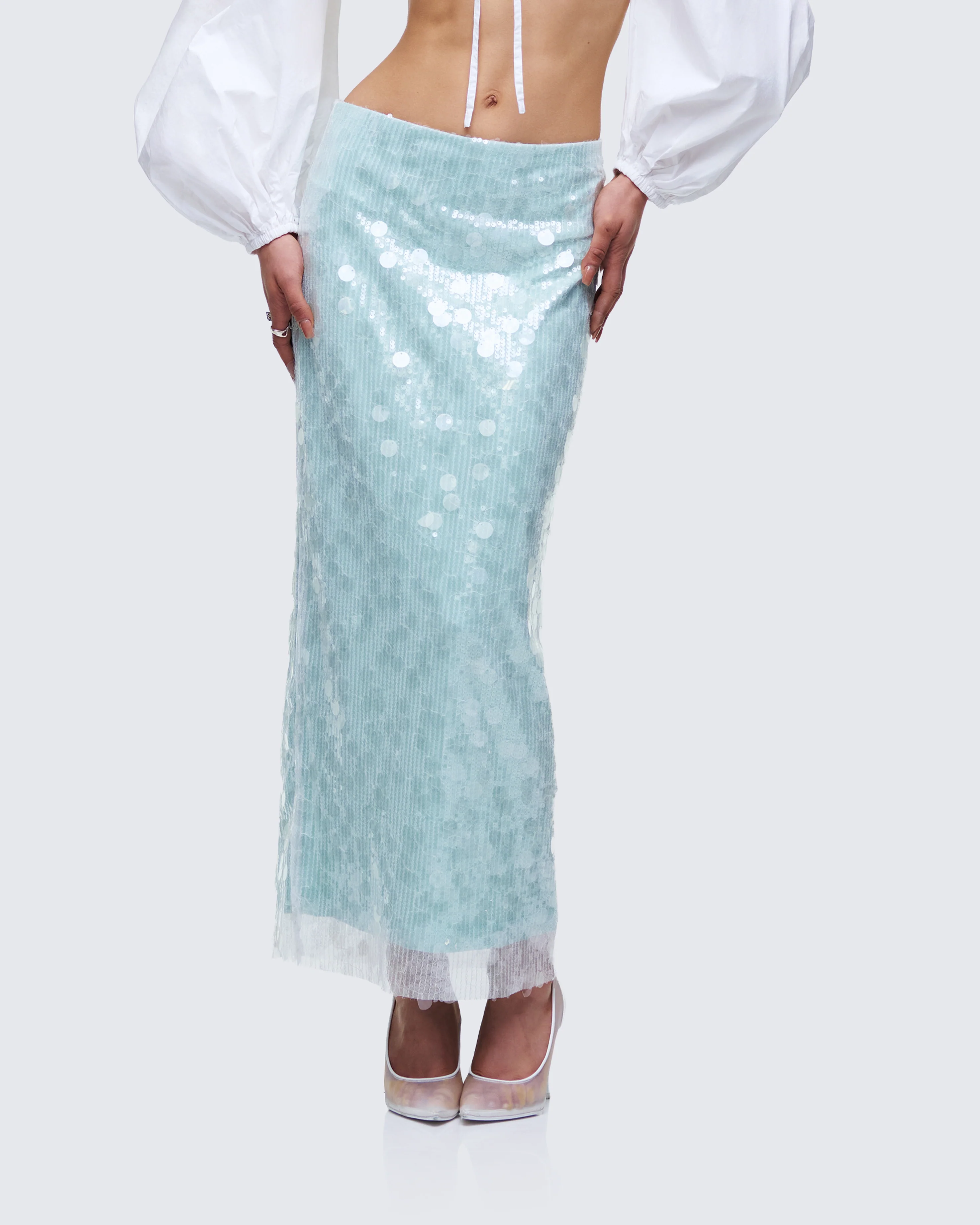 Marta Green Sequin Maxi Skirt - Image 3