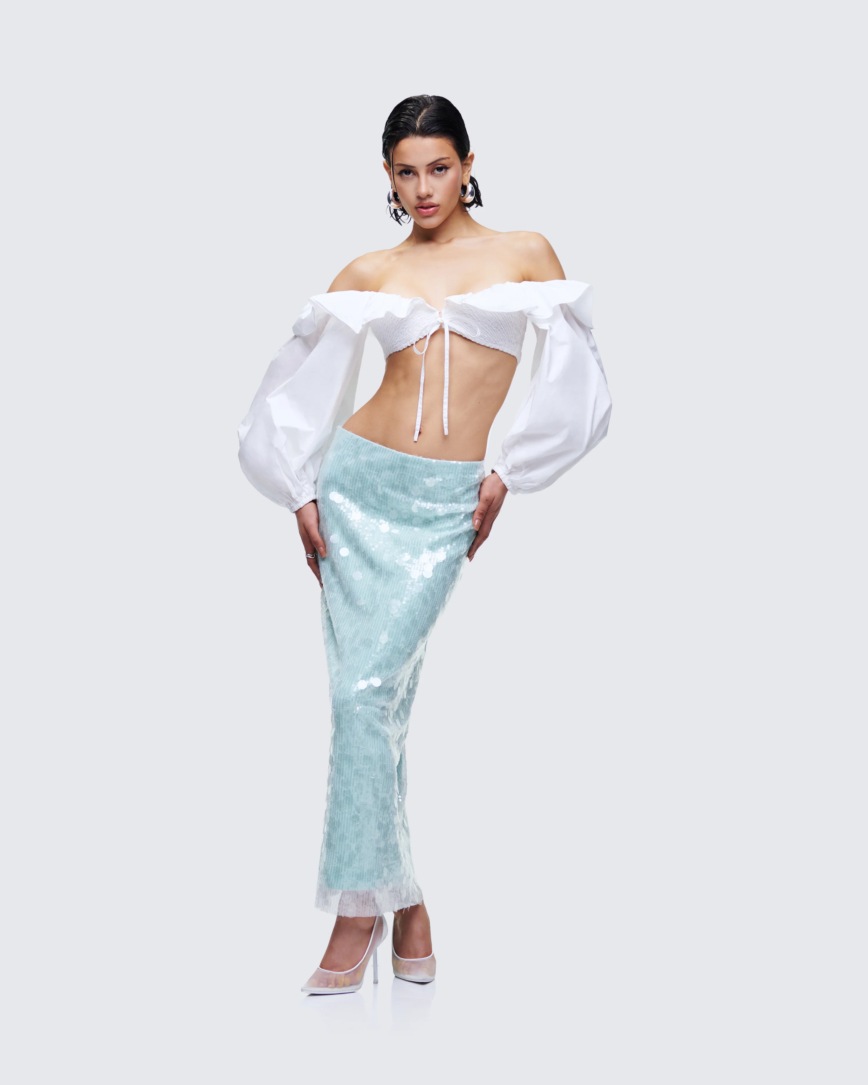 Marta Green Sequin Maxi Skirt - Image 5