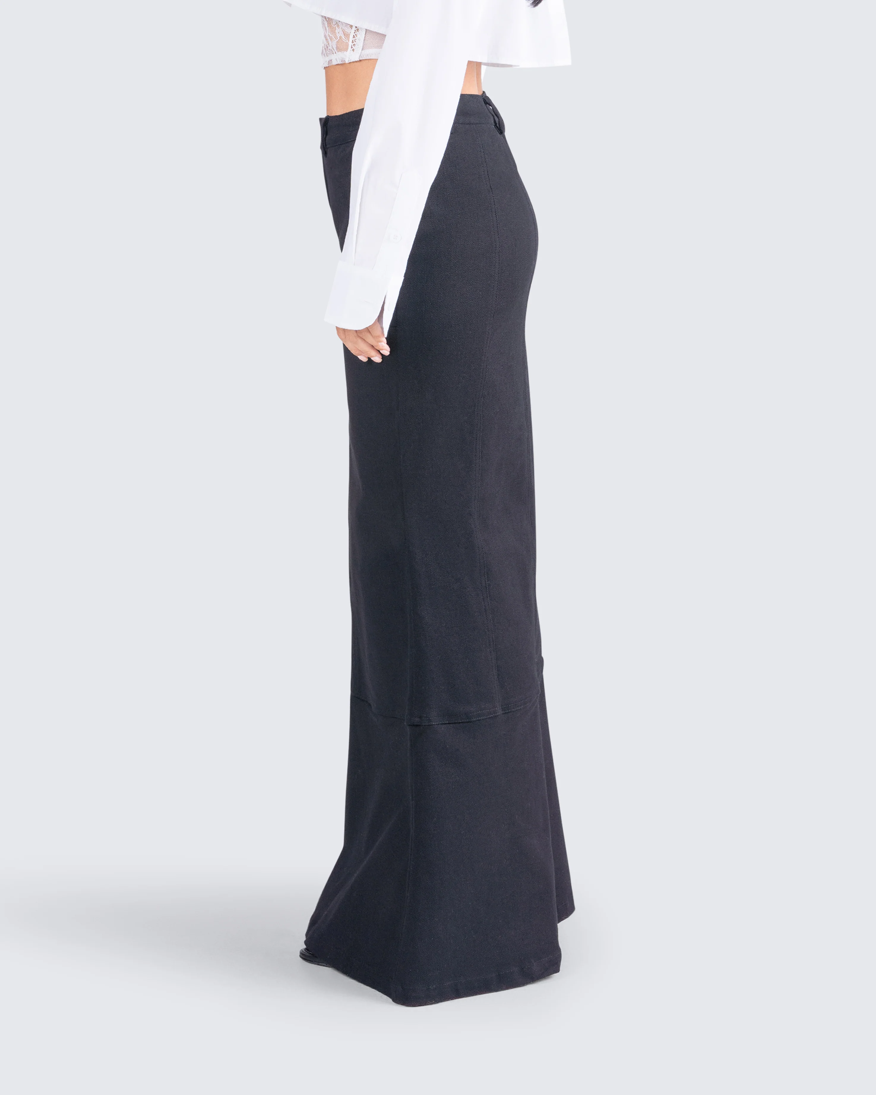 Martha Black Twill Maxi Skirt - Image 6