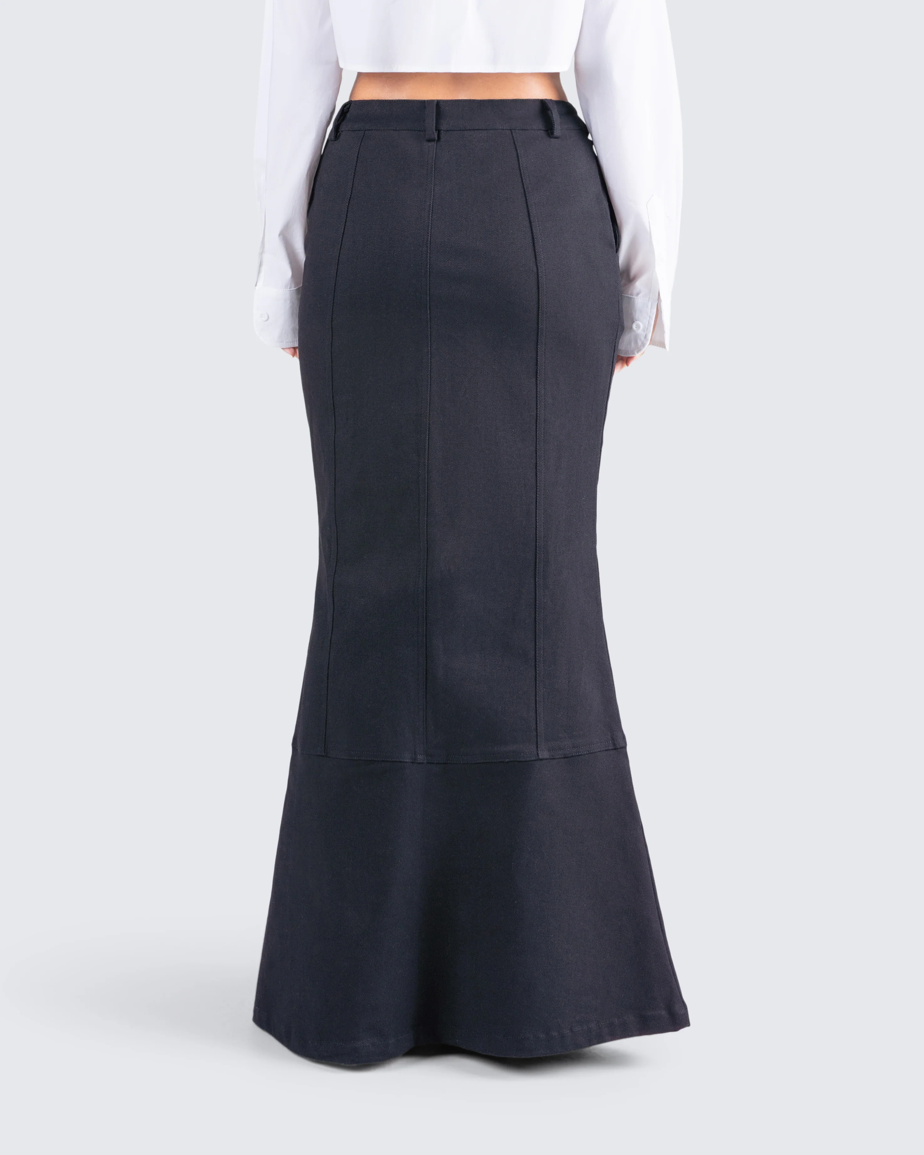 Martha Black Twill Maxi Skirt - Image 7