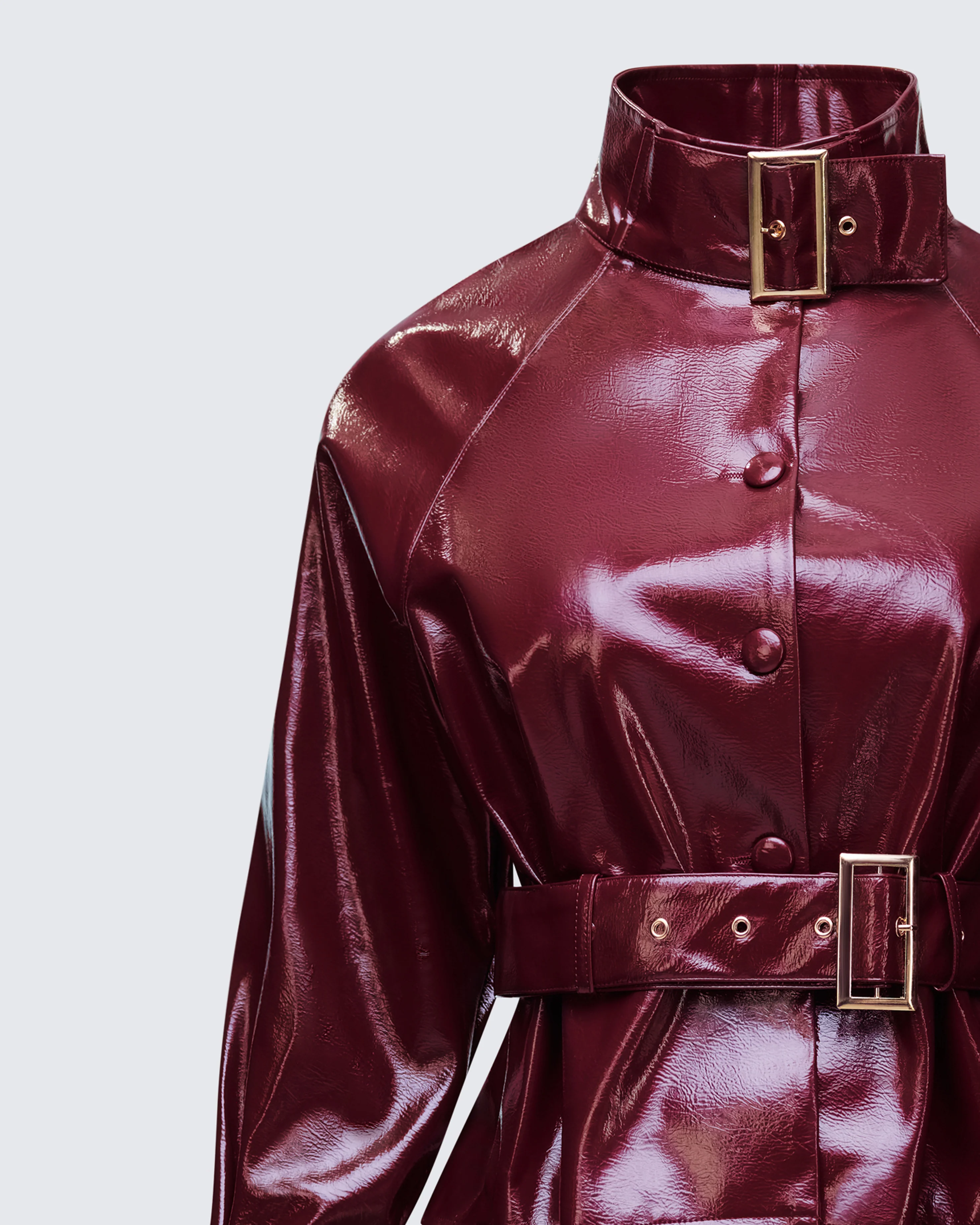 Matilde Plum Vegan Leather Buckle Detail Jacket - Image 6