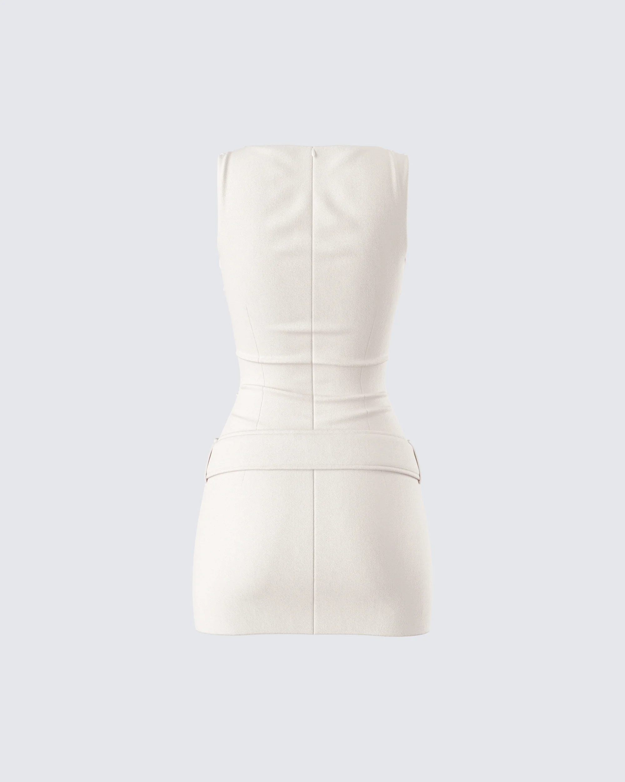 Matiyah Ivory Belted Micro Mini Dress - Image 3