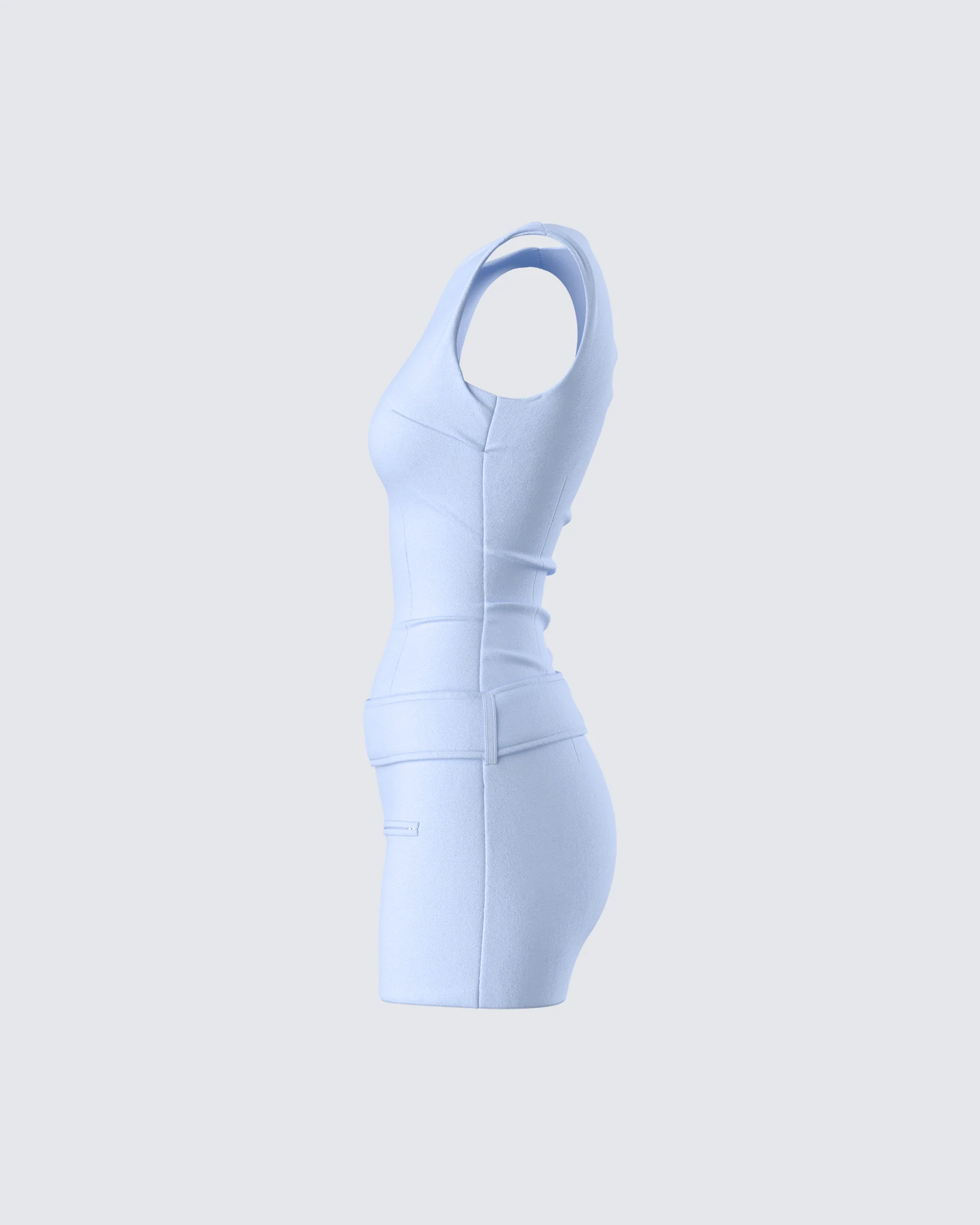 Matiyah Light Blue Belted Micro Mini Dress - Image 2