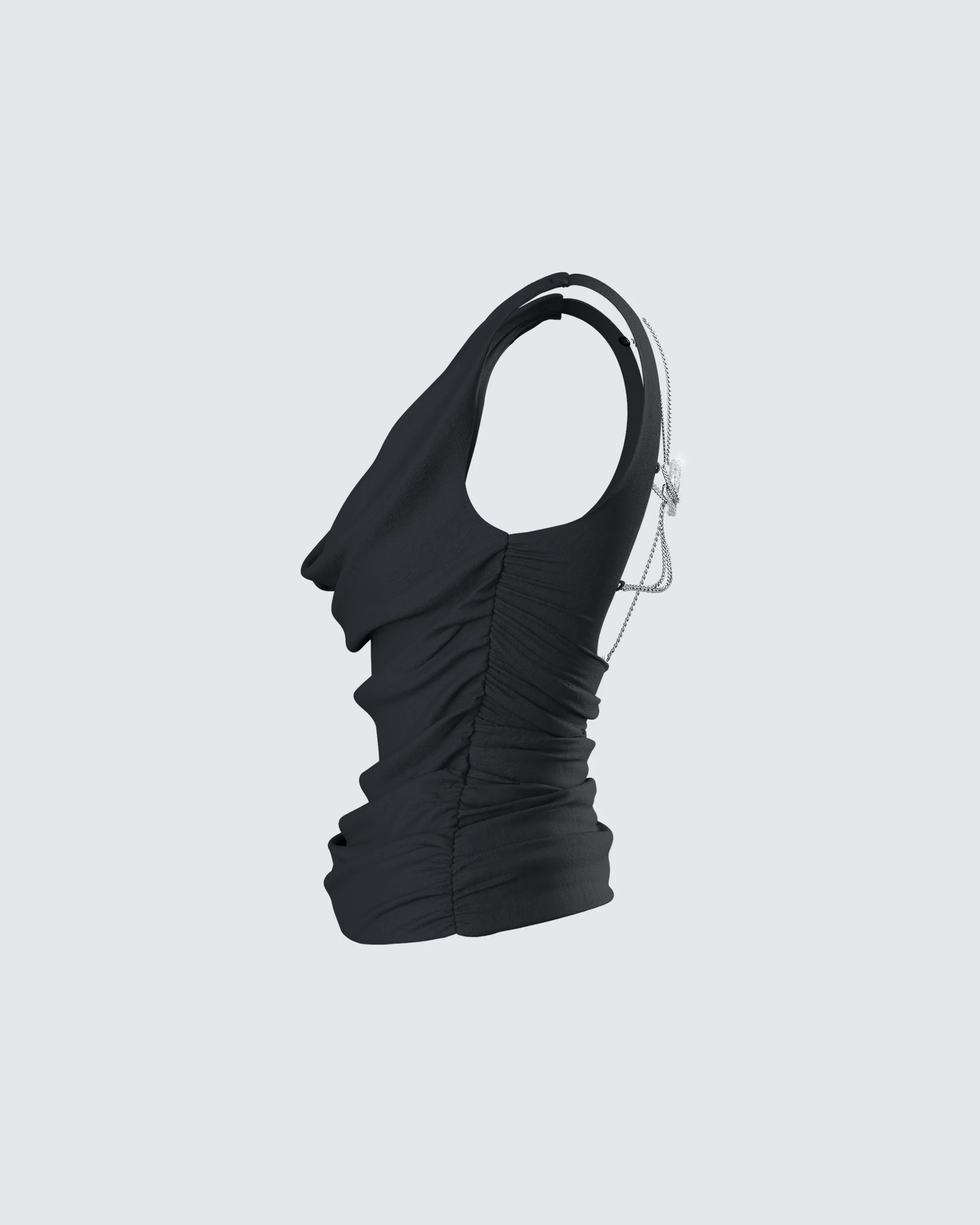 Mavi Black Chain Trim Cowl Top - Image 2
