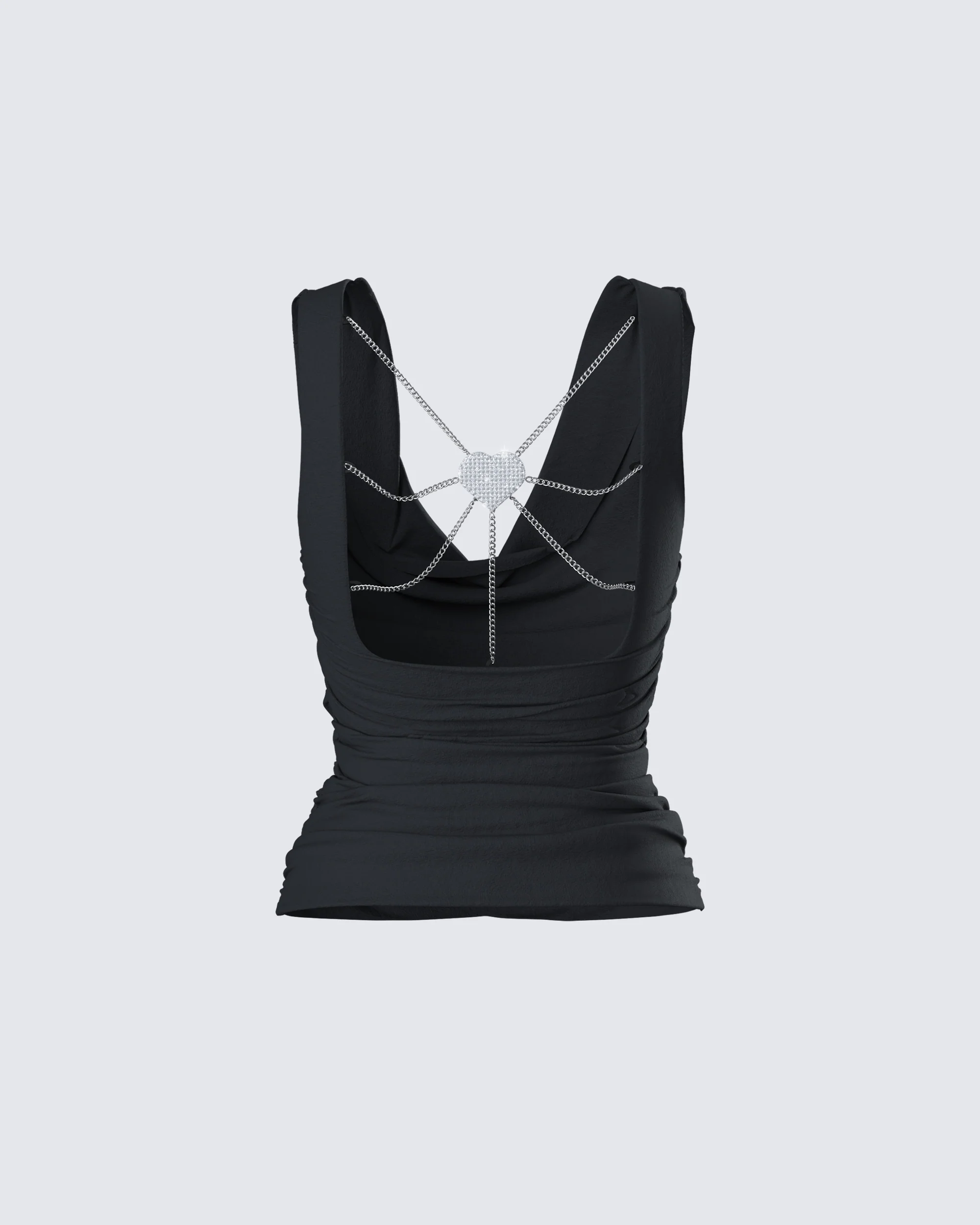 Mavi Black Chain Trim Cowl Top - Image 3