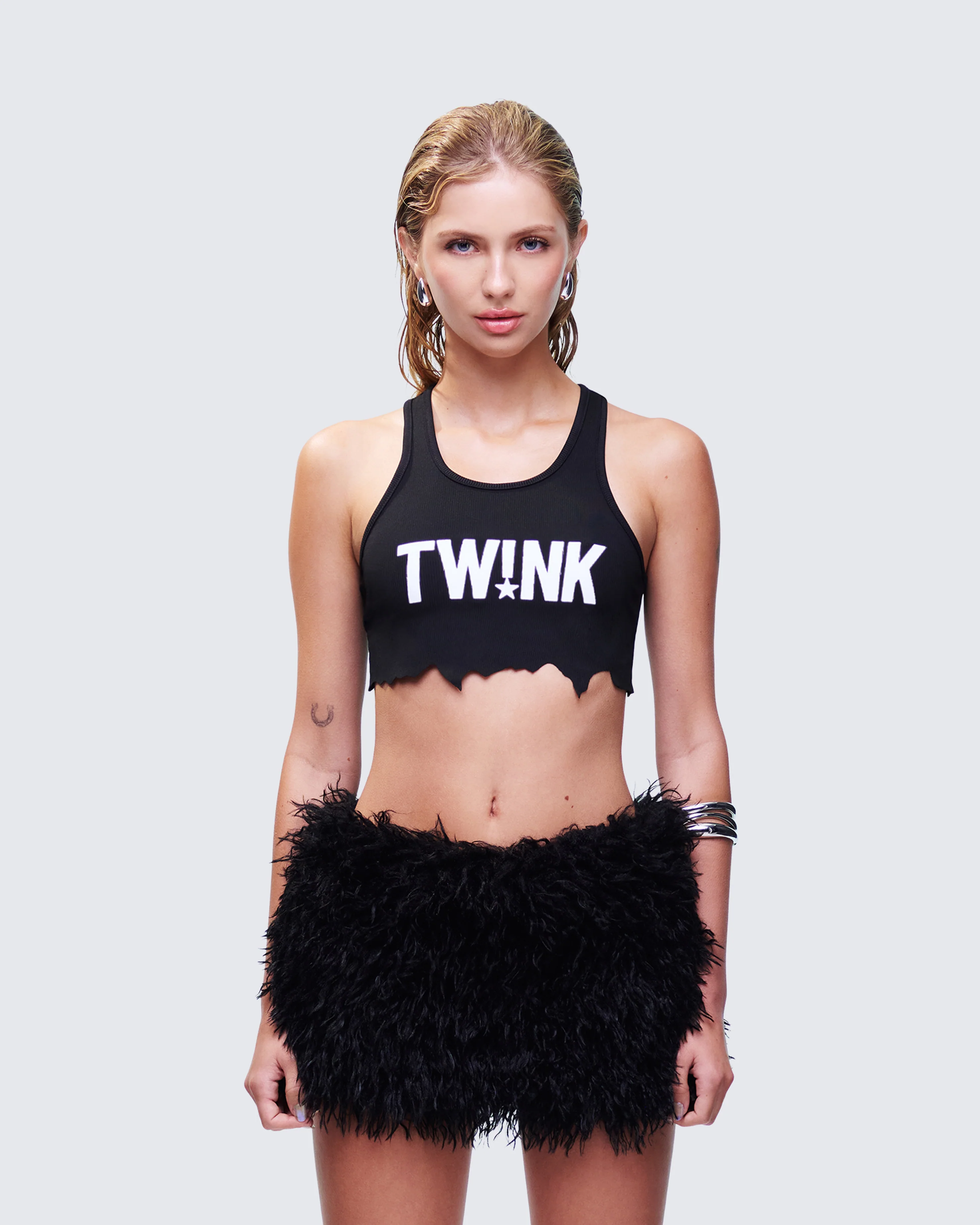 Maxine Black Graphic Cut Off Tank - Image 2