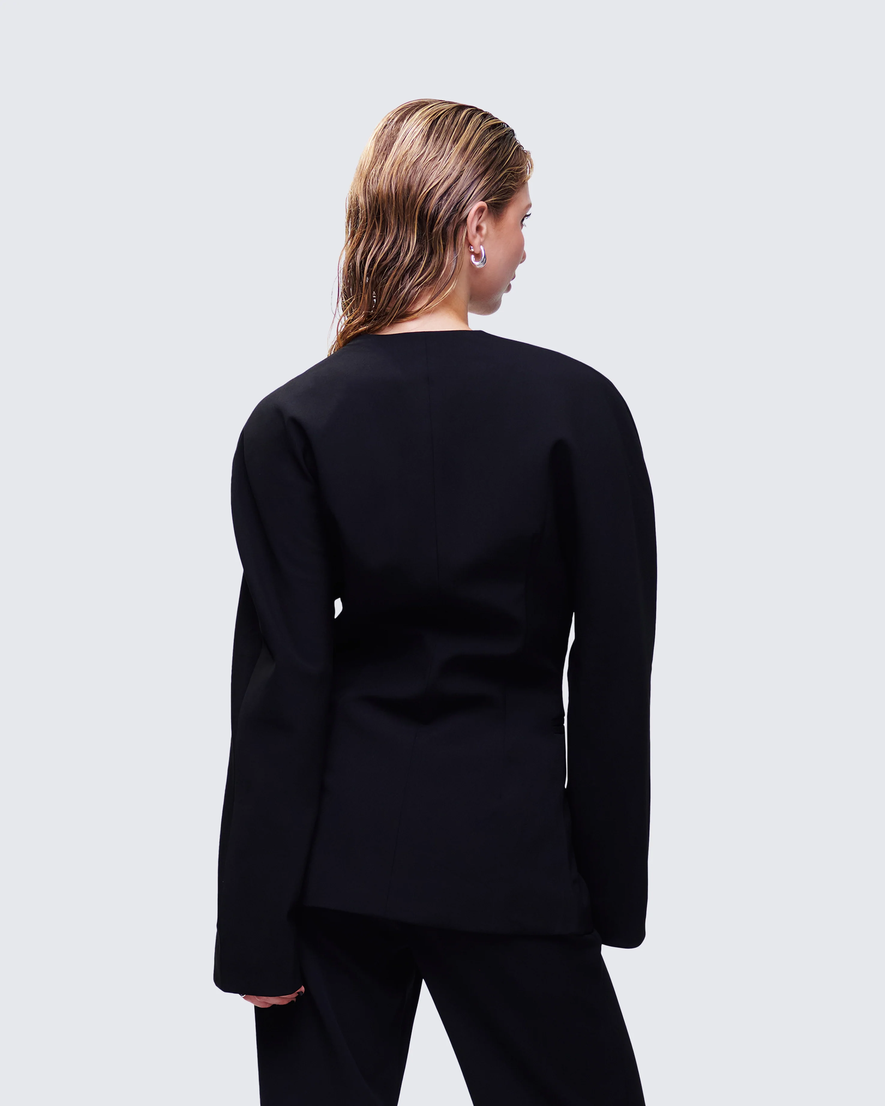 Maybelle Black Dome Sleeve Blazer - Image 4
