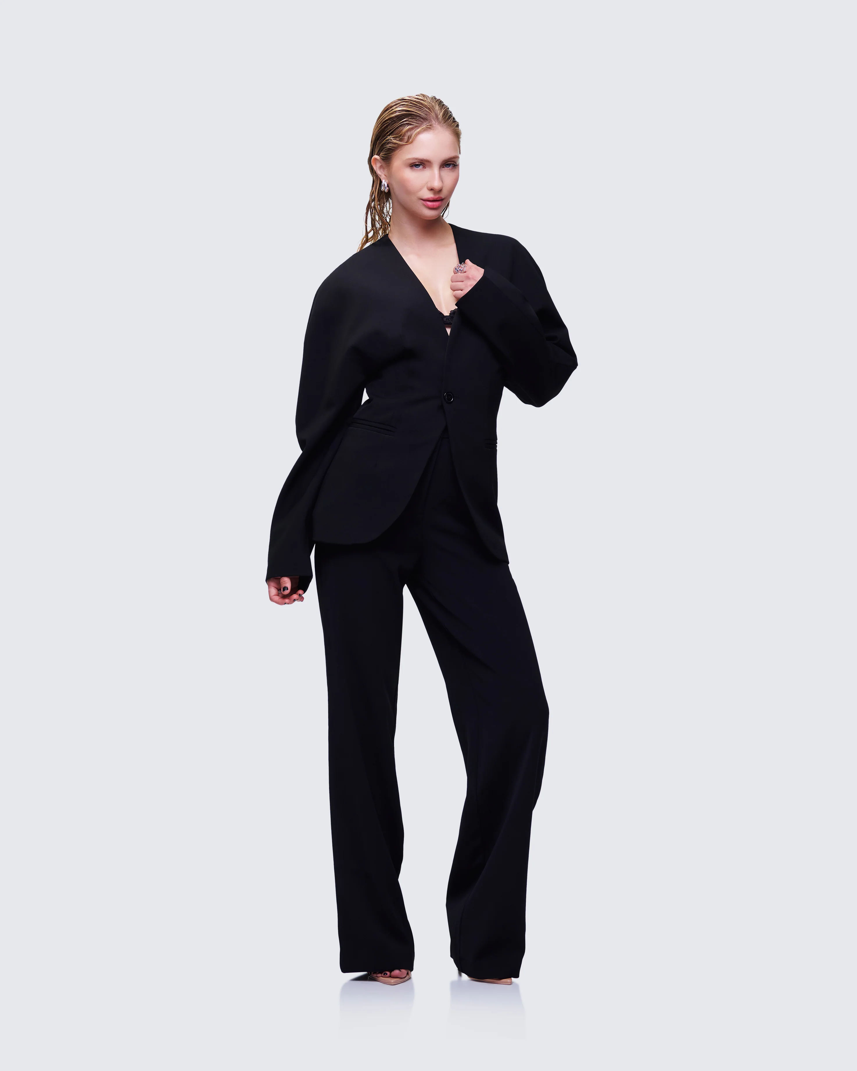 Maybelle Black Dome Sleeve Blazer - Image 5