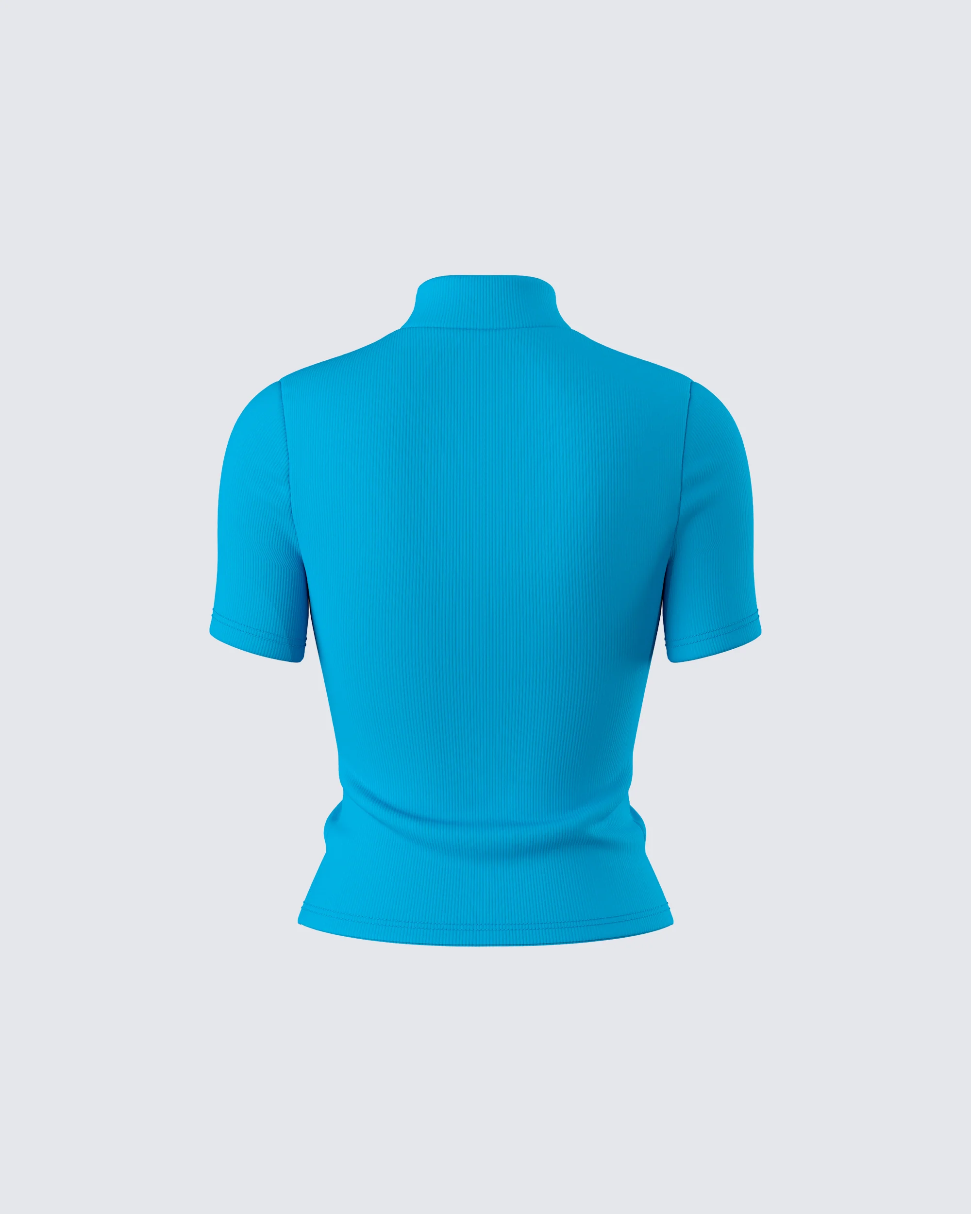 Maz Turquoise Rib Mock Neck Top - Image 3