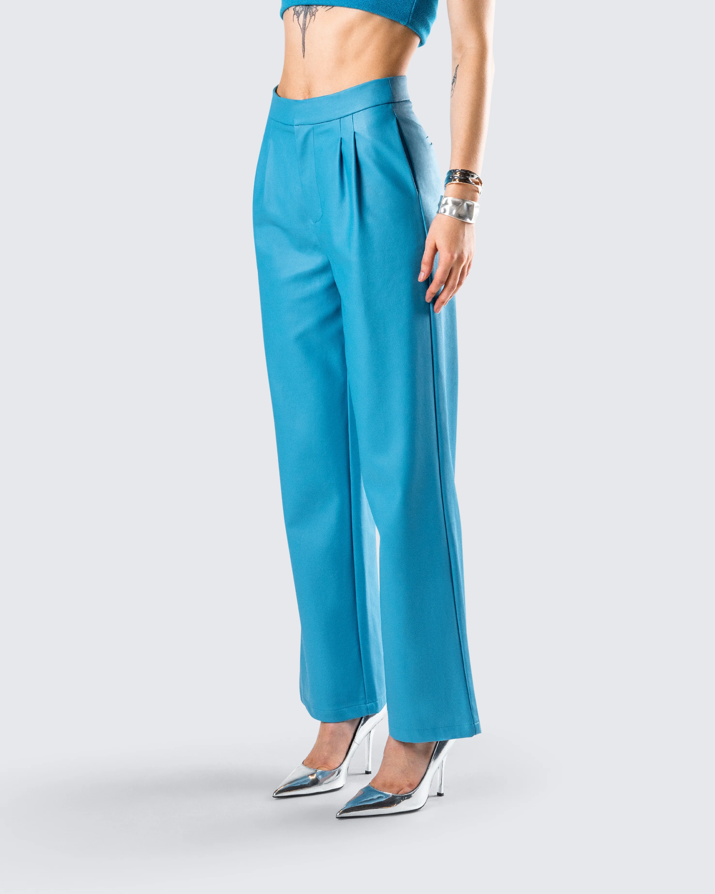 Maz Turquoise Vegan Leather Pant - Image 5