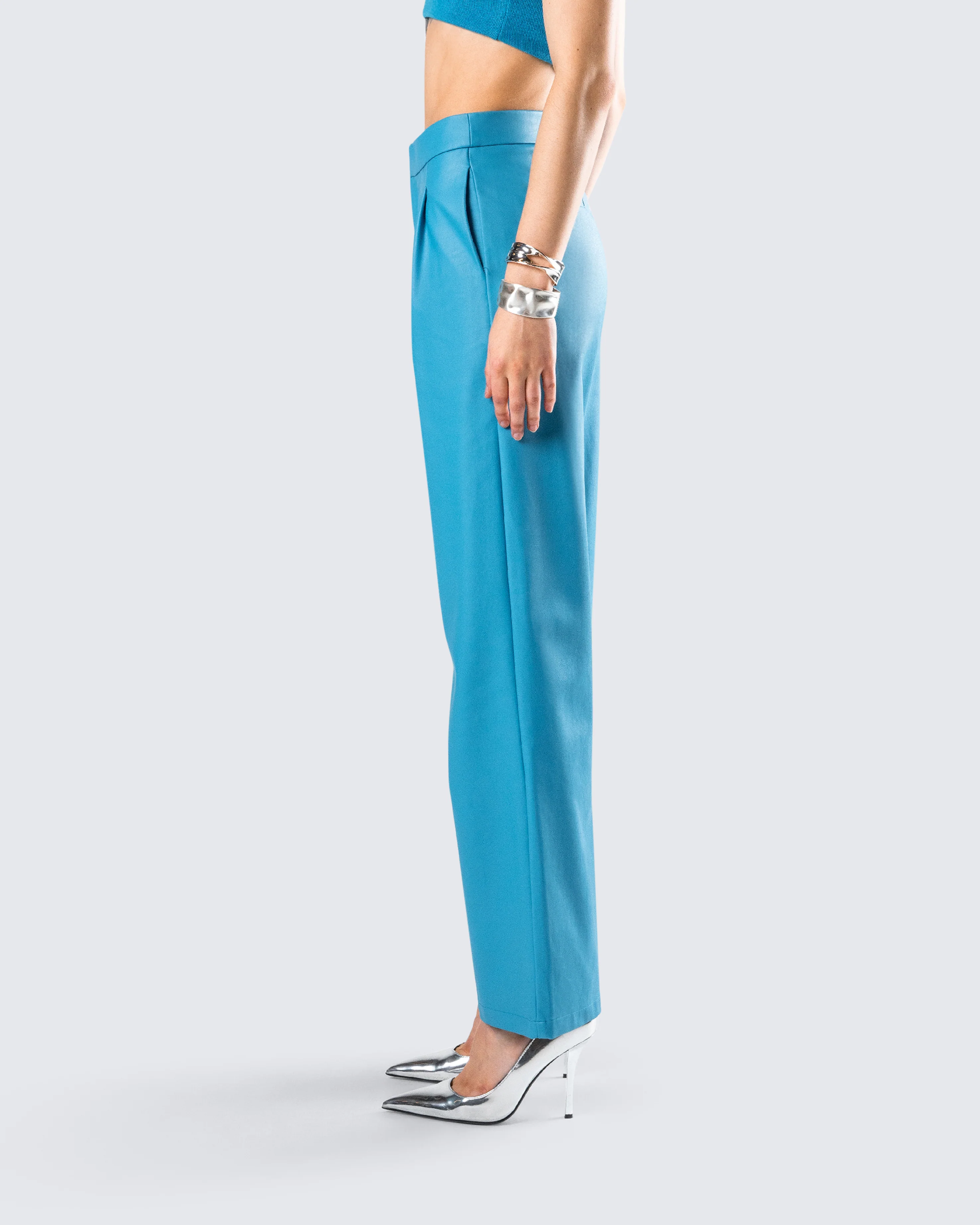 Maz Turquoise Vegan Leather Pant - Image 6