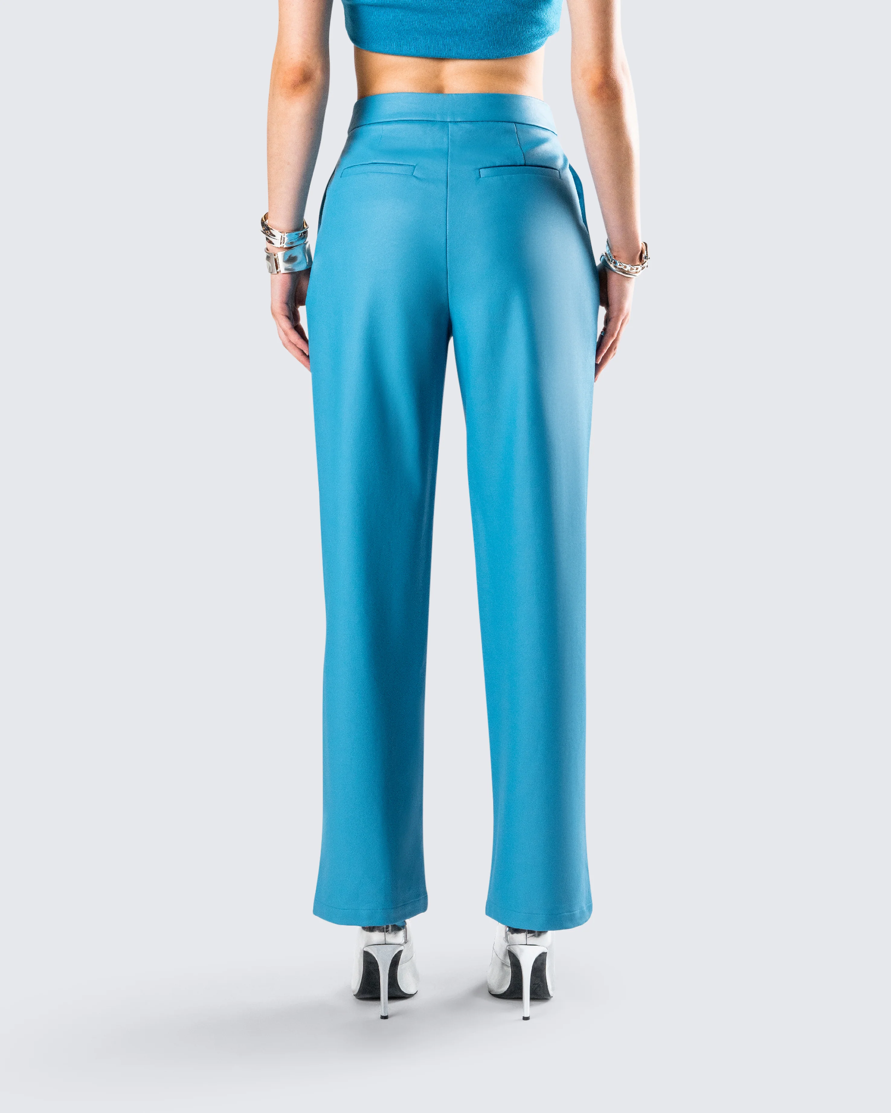 Maz Turquoise Vegan Leather Pant - Image 7