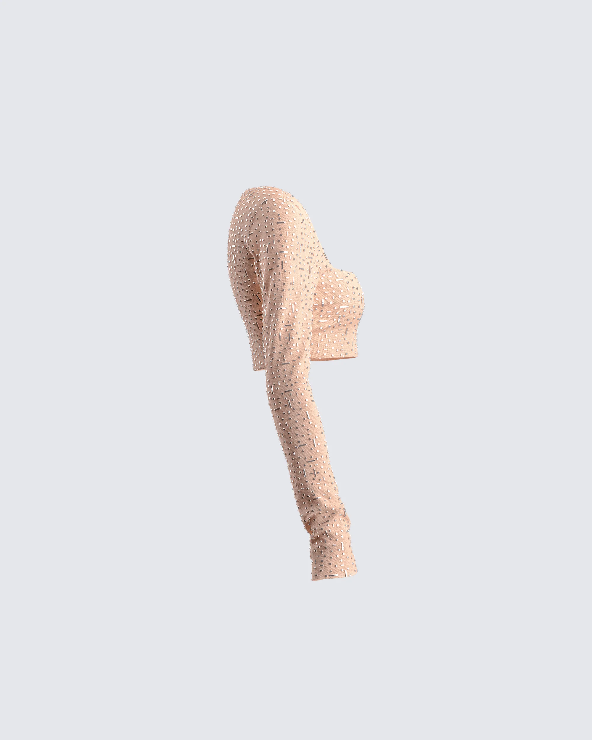 Maze Nude Rhinestone Crop Top - Image 2