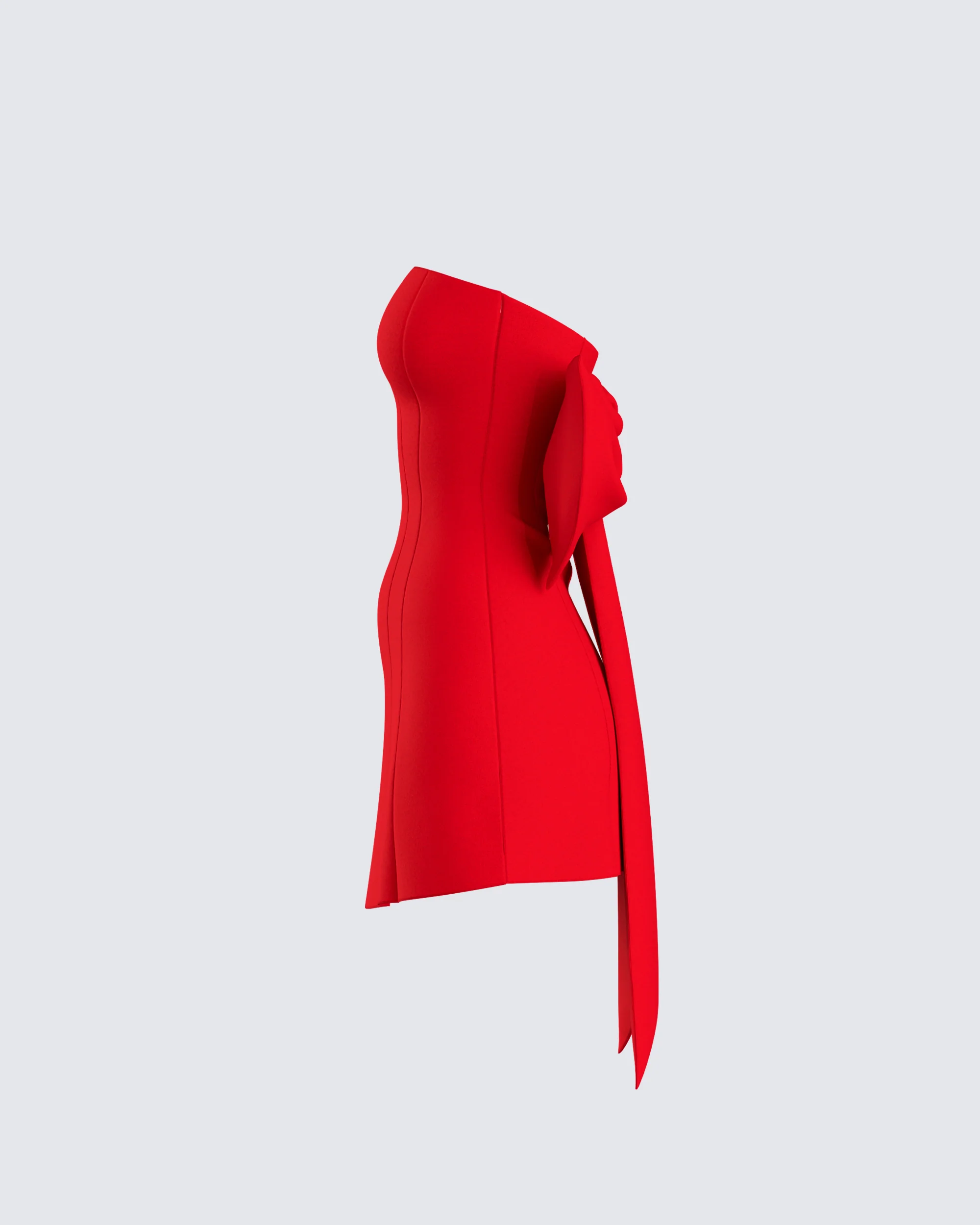 McKay Red Strapless Bow Mini Dress - Image 2
