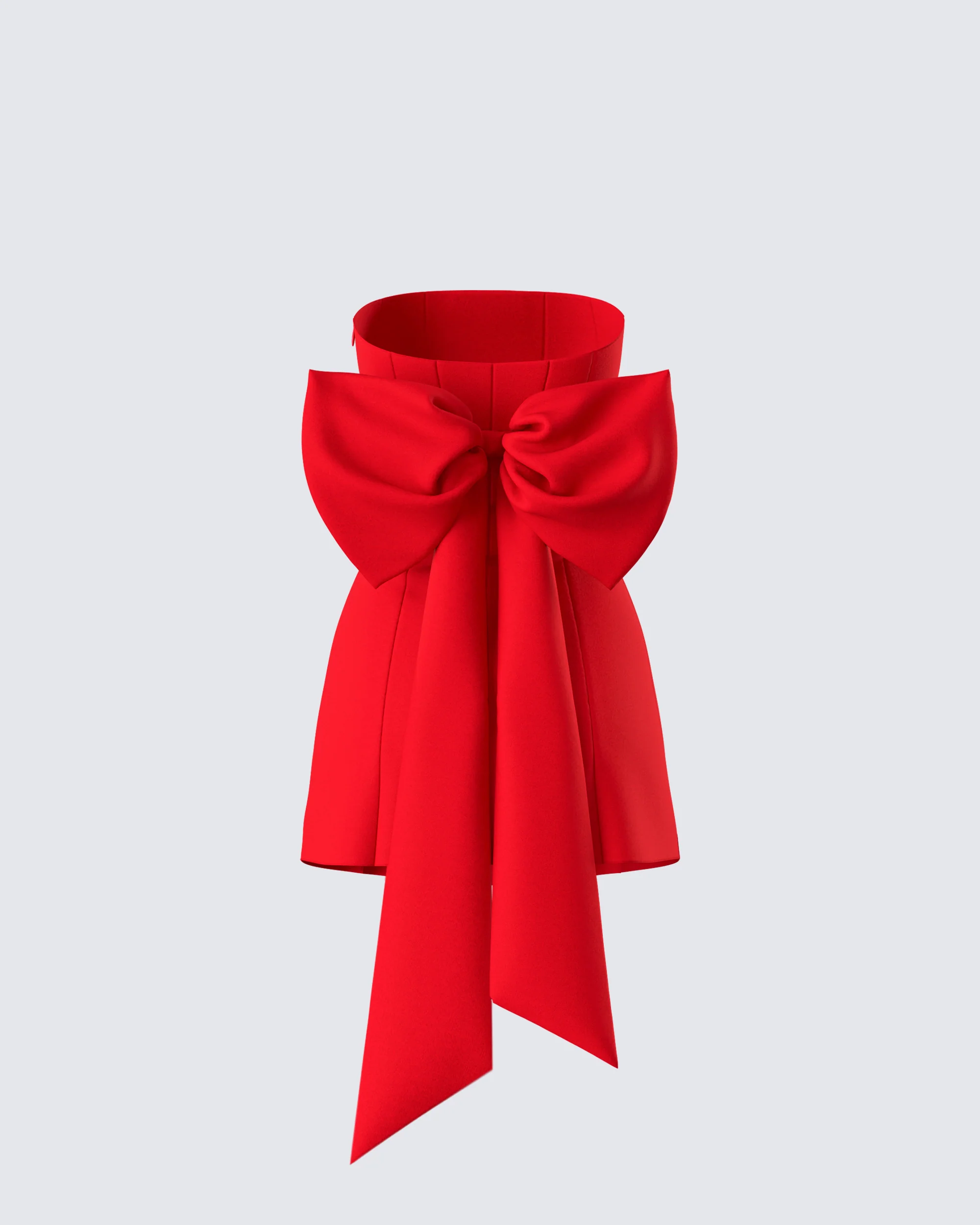 McKay Red Strapless Bow Mini Dress - Image 3