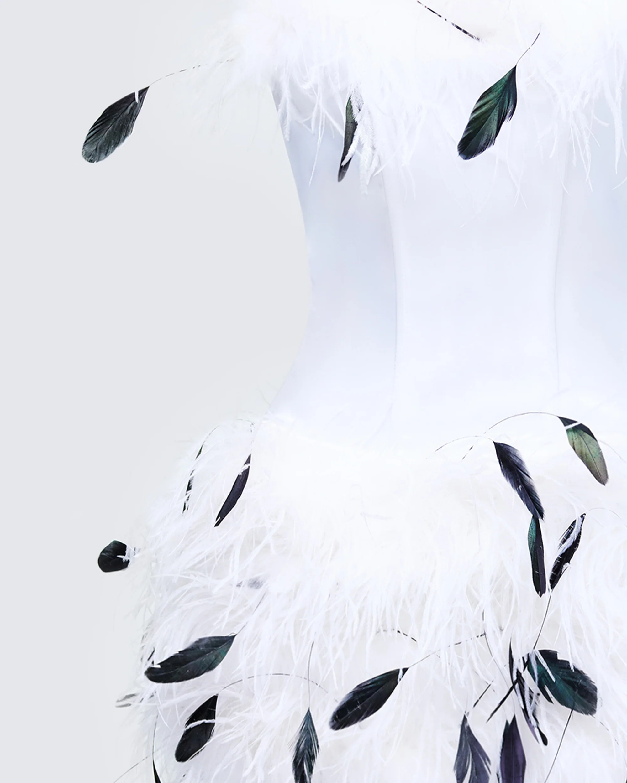 Meadow White Ostrich Feather Backless Mini Dress - Image 6