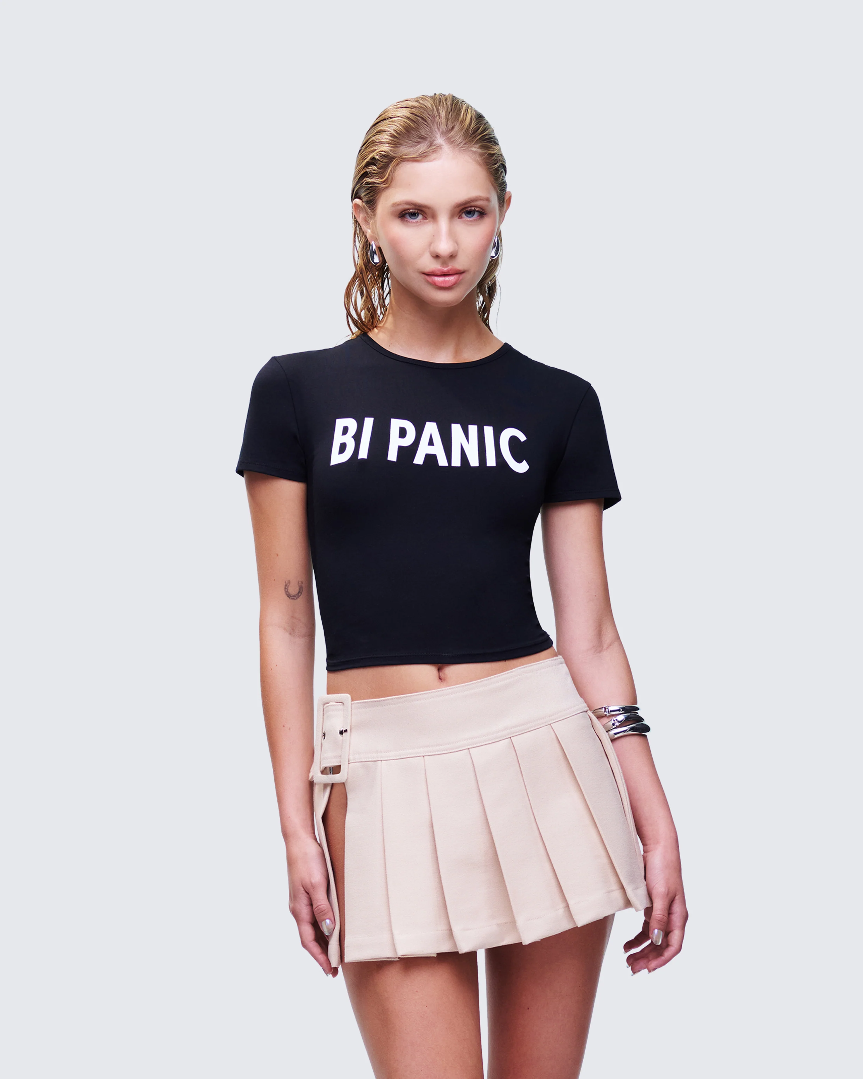 Meera Black Slogan Baby Tee - Image 3