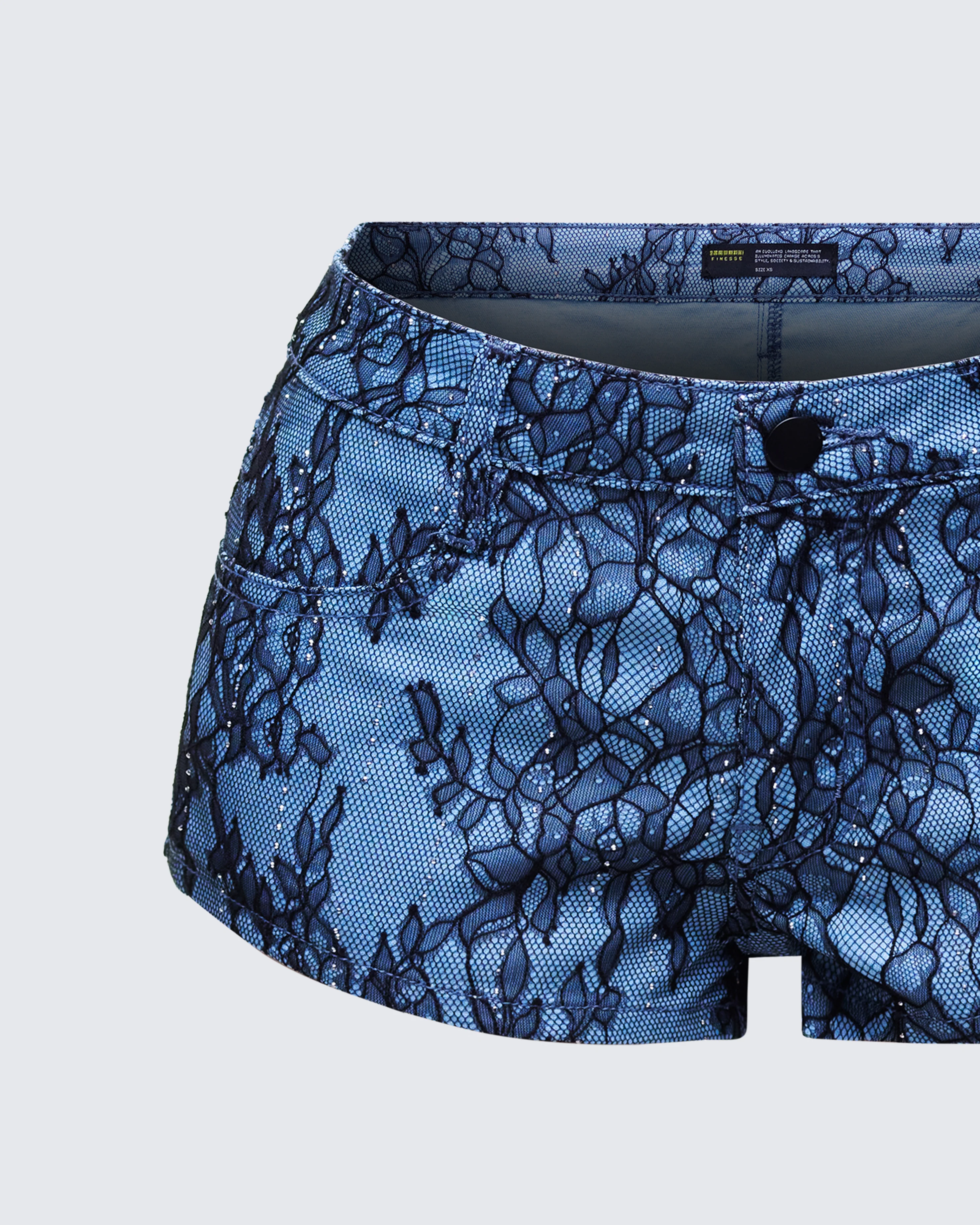 Meili Blue Fused Lace Mini Shorts - Image 6