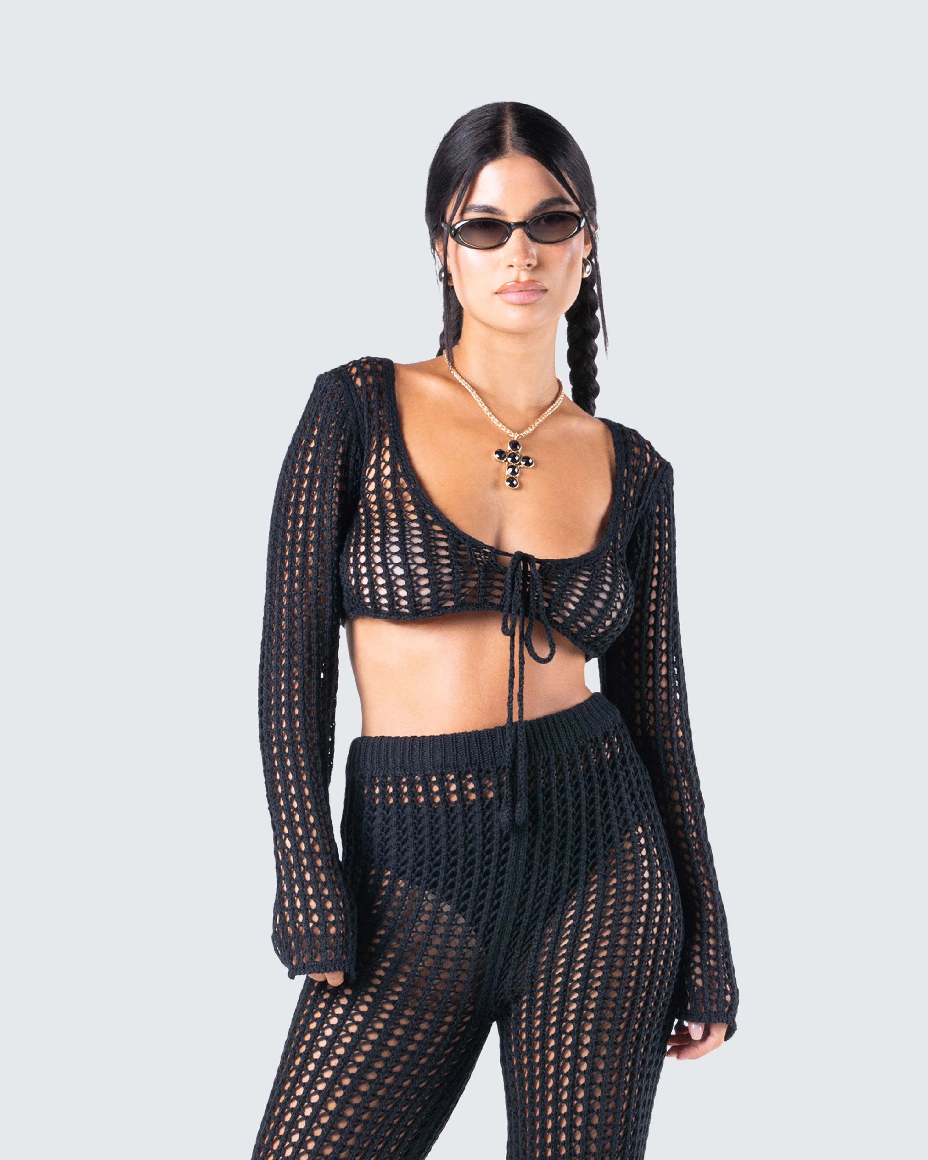 Melissa Black Crochet Top - Image 8