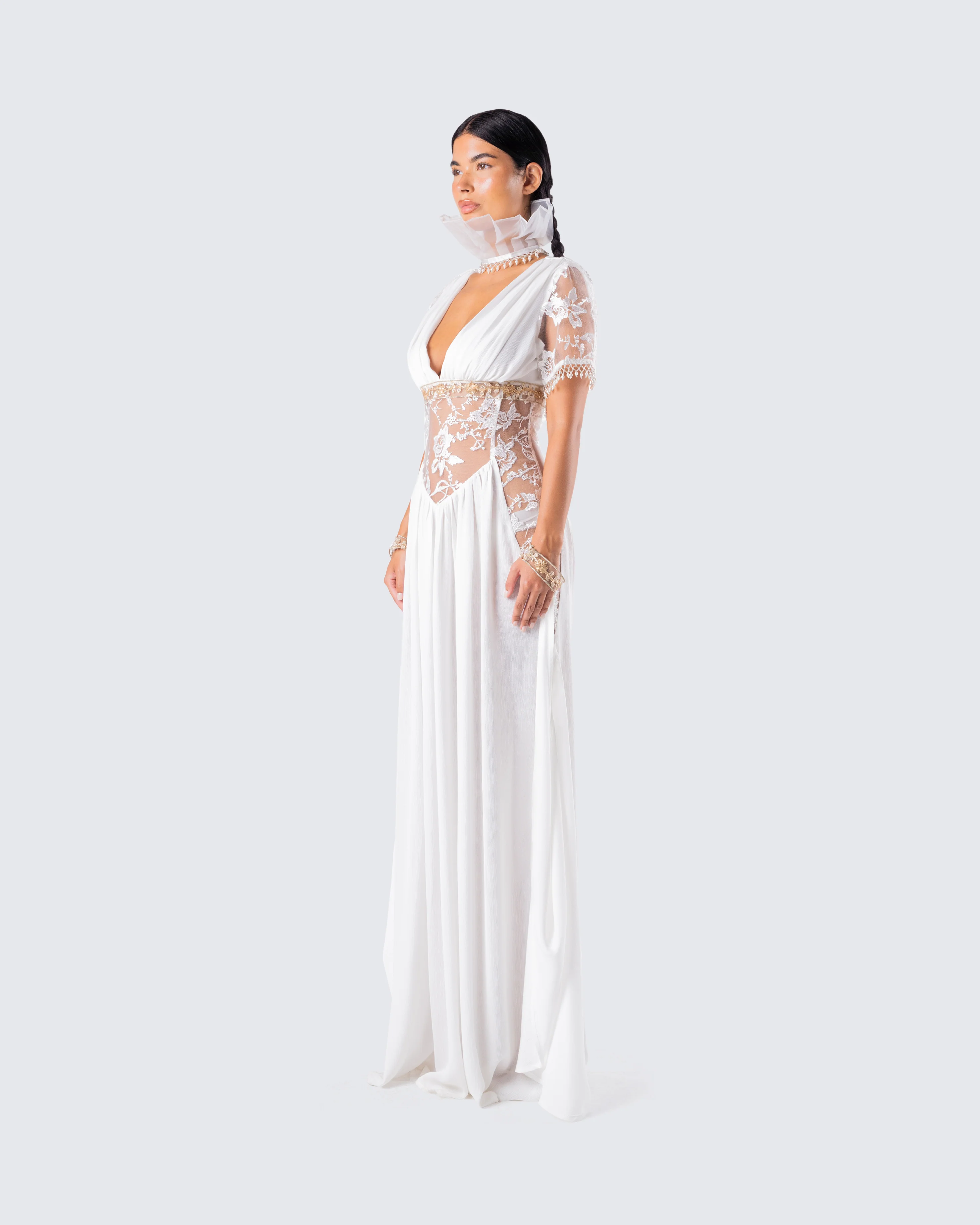Melora White Maxi Dress & Collar - Image 6