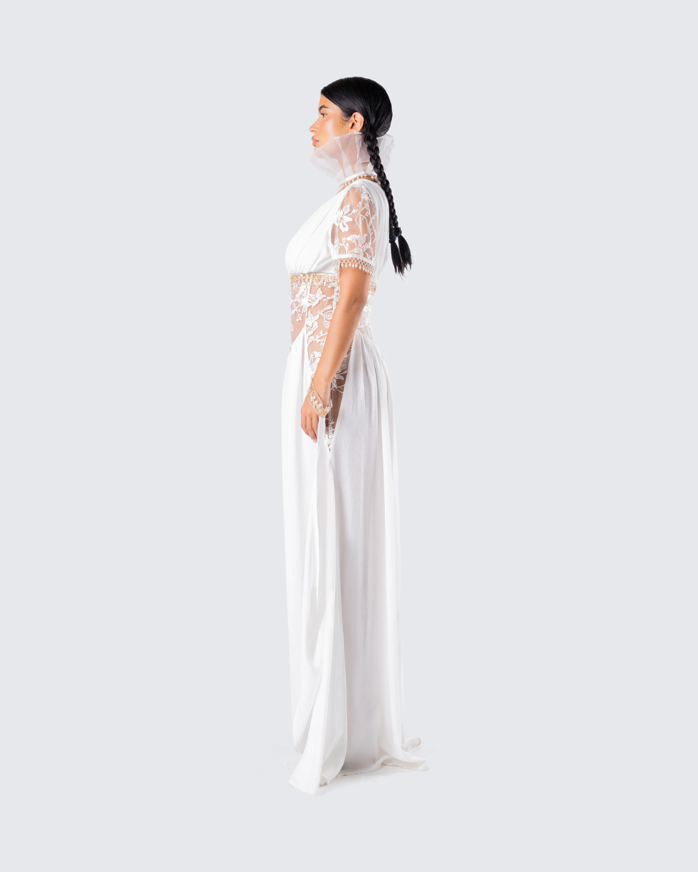 Melora White Maxi Dress & Collar - Image 7