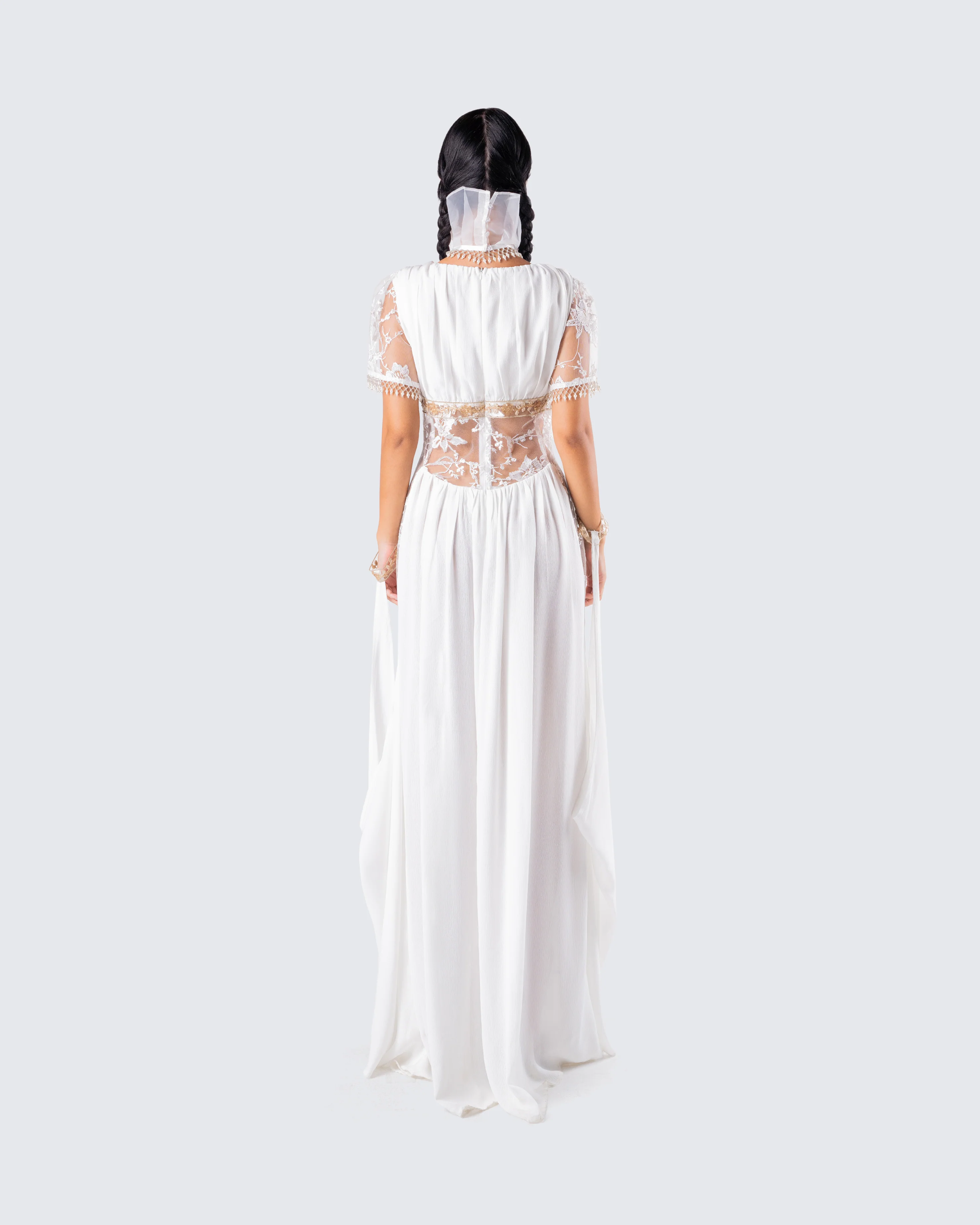 Melora White Maxi Dress & Collar - Image 8